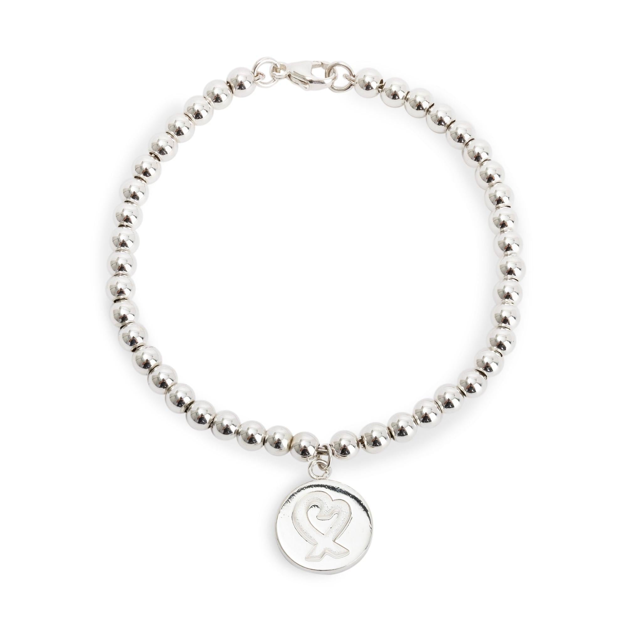 Tiffany & Co. Paloma Picasso Loving Heart Charm 4 MM Bead Bracelet
