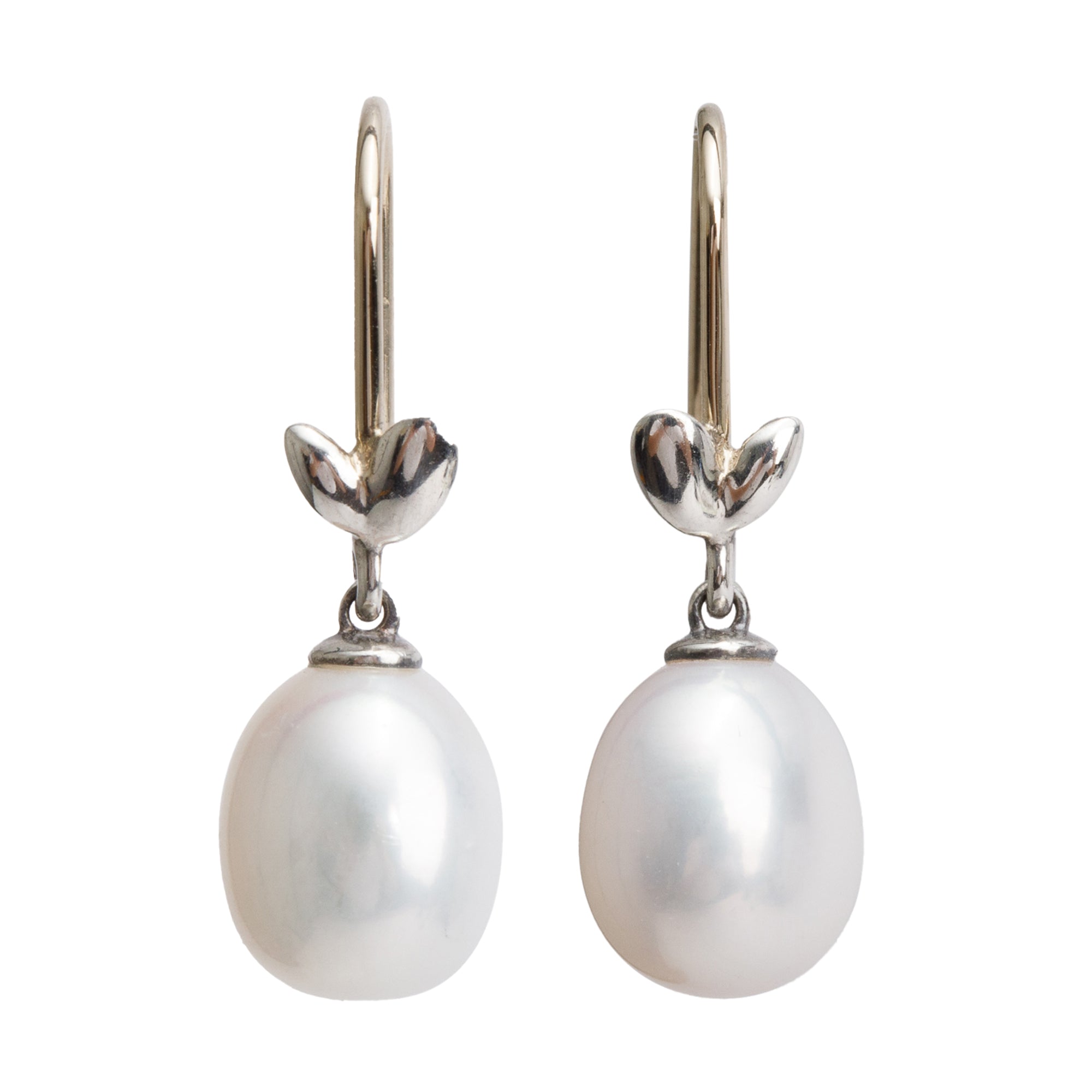 Tiffany & Co. Paloma Picasso Olive Leaf Pearl Drop Earrings