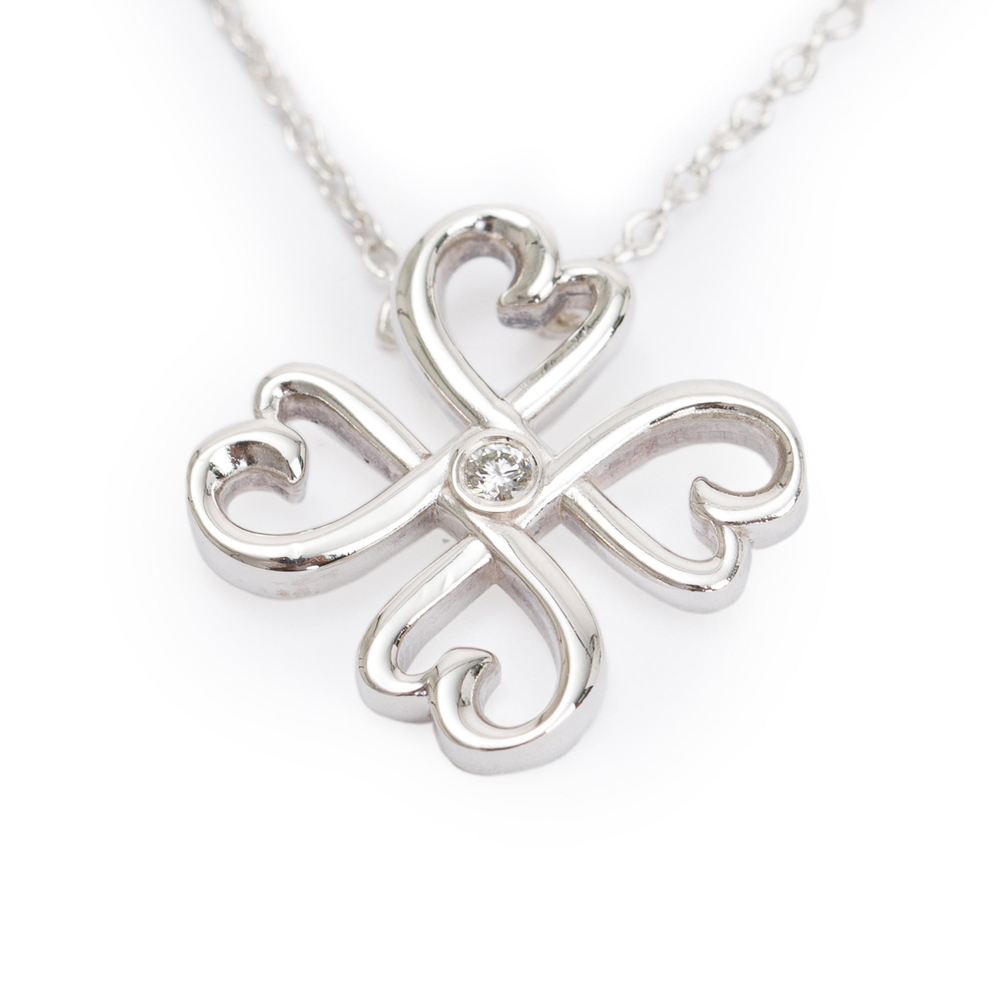 Tiffany & Co. Paloma Picasso Sterling Silver Diamond Loving Heart Pendant Necklace