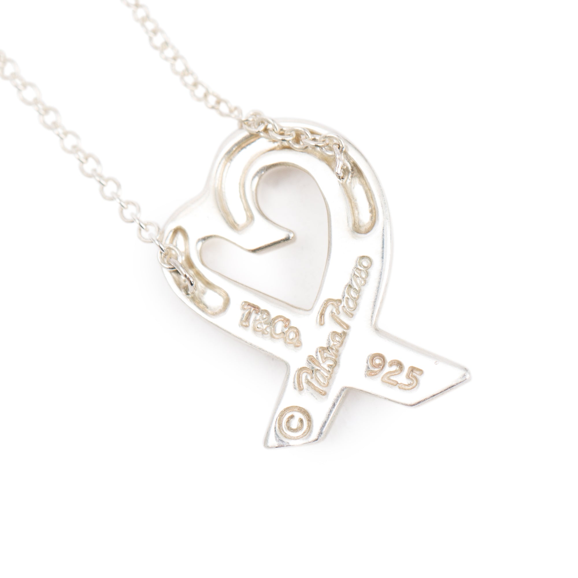 Tiffany & Co. Paloma Picasso Sterling Silver Diamond Loving Heart Pendant Necklace