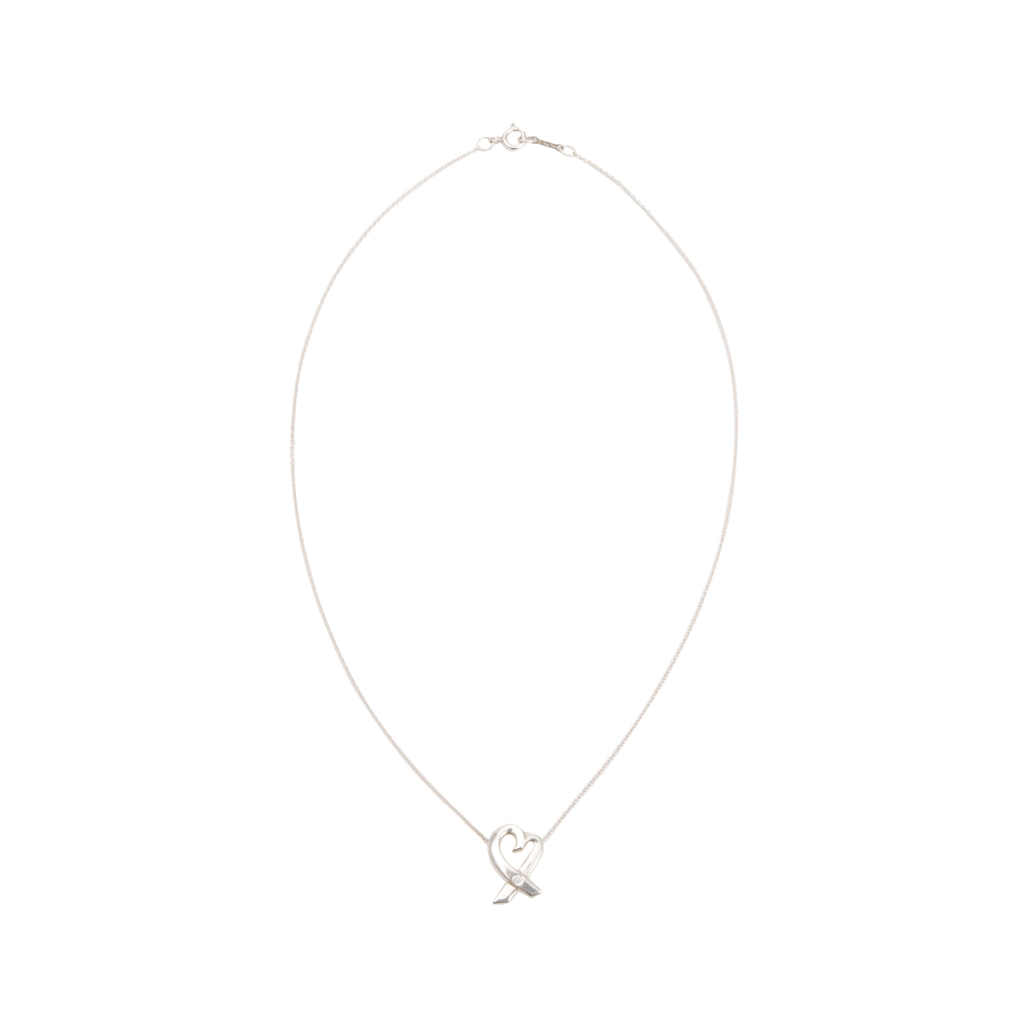 Tiffany & Co. Paloma Picasso Sterling Silver Diamond Loving Heart Pendant Necklace