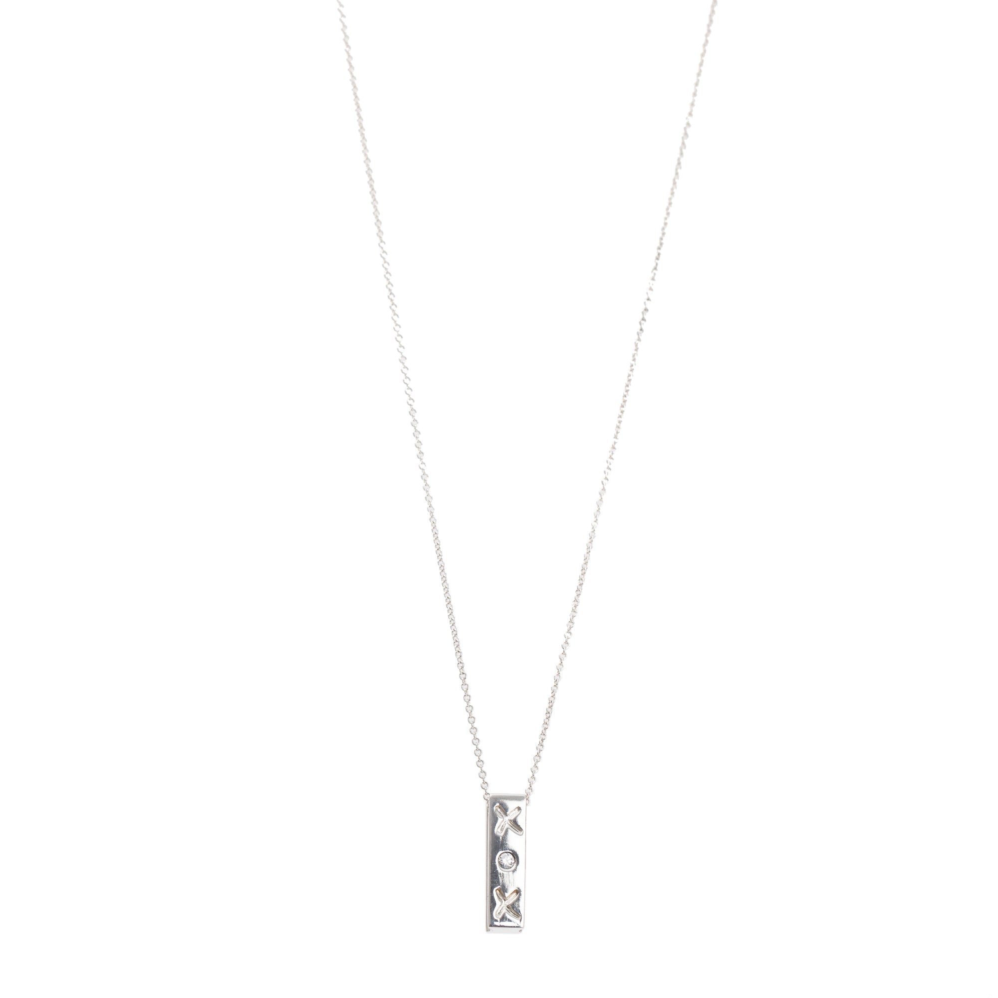 Tiffany & Co. Paloma Picasso Sterling Silver Diamond X O X Bar Pendant Necklace