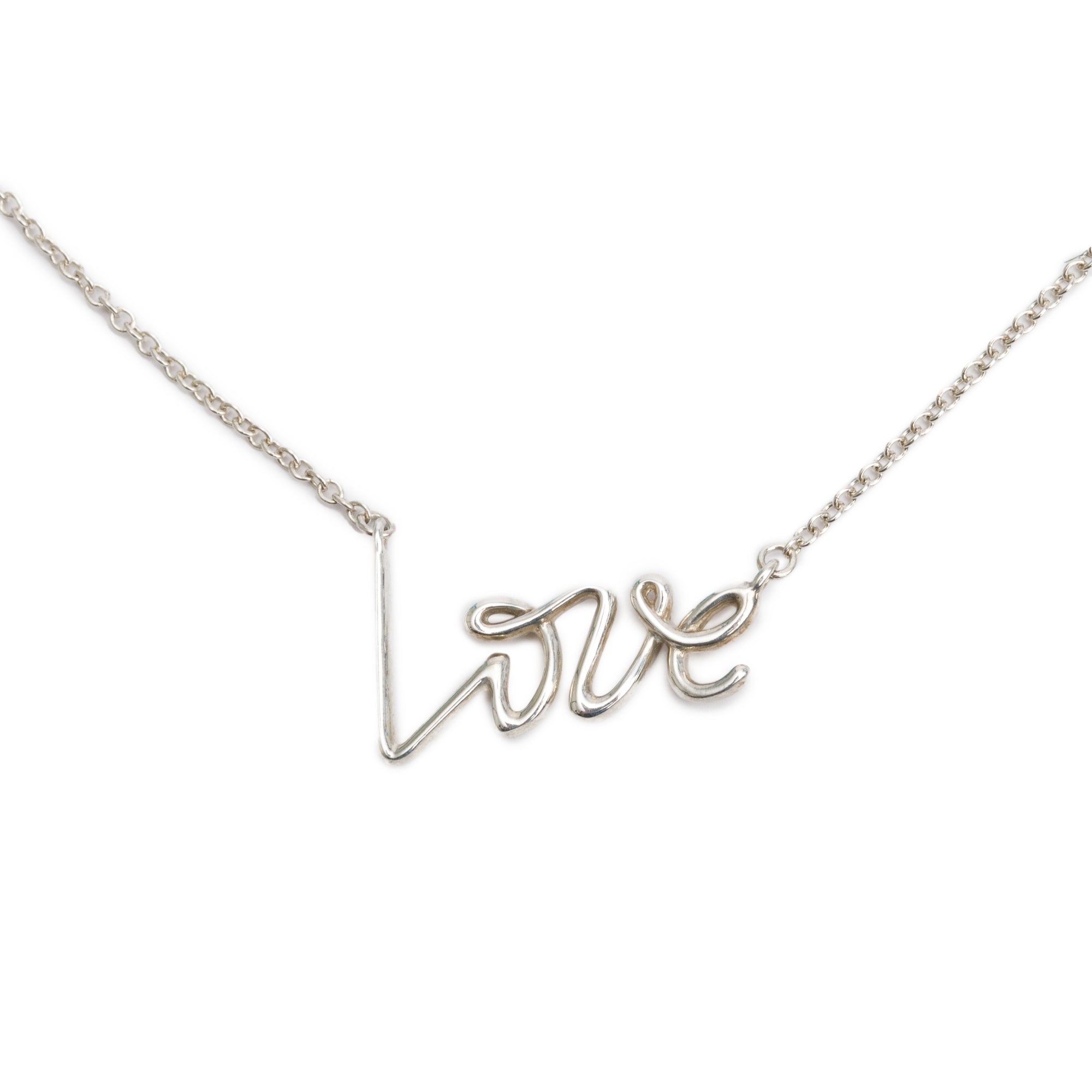 Tiffany & Co. Paloma Picasso Sterling Silver Graffiti Love Pendant Necklace, Size Small