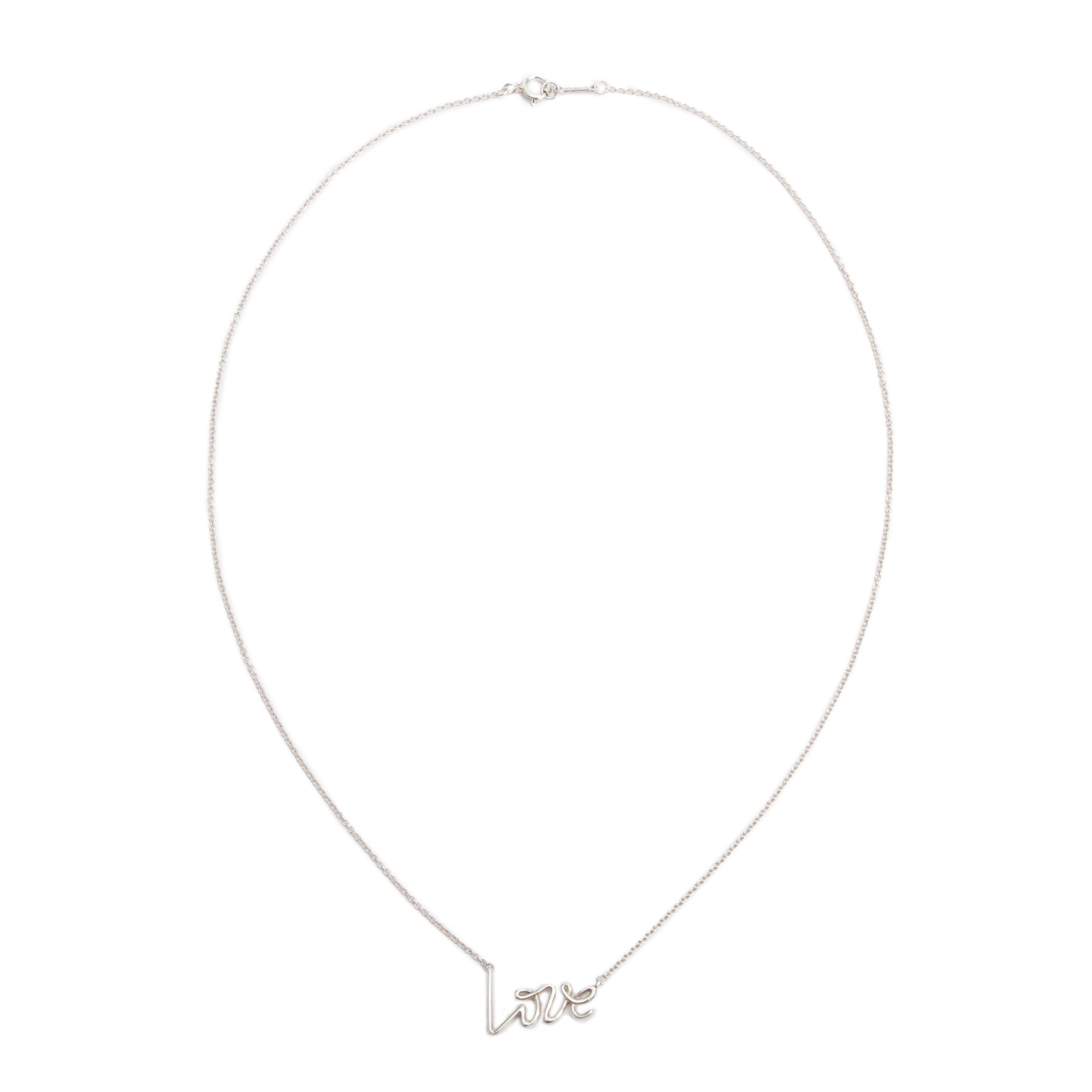Tiffany & Co. Paloma Picasso Sterling Silver Graffiti Love Pendant Necklace, Size Small