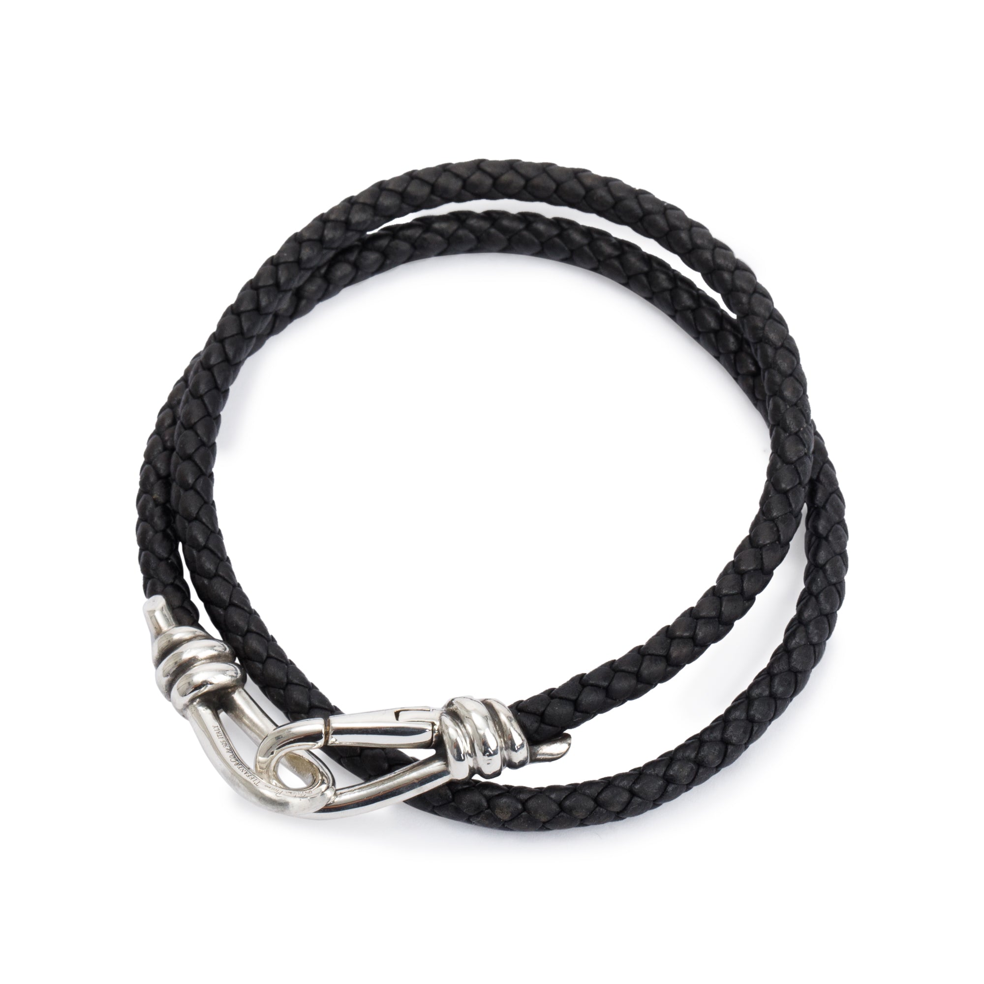 Tiffany & Co. Paloma Picasso Sterling Silver Knot Double Braid Wrap Leather Bracelet