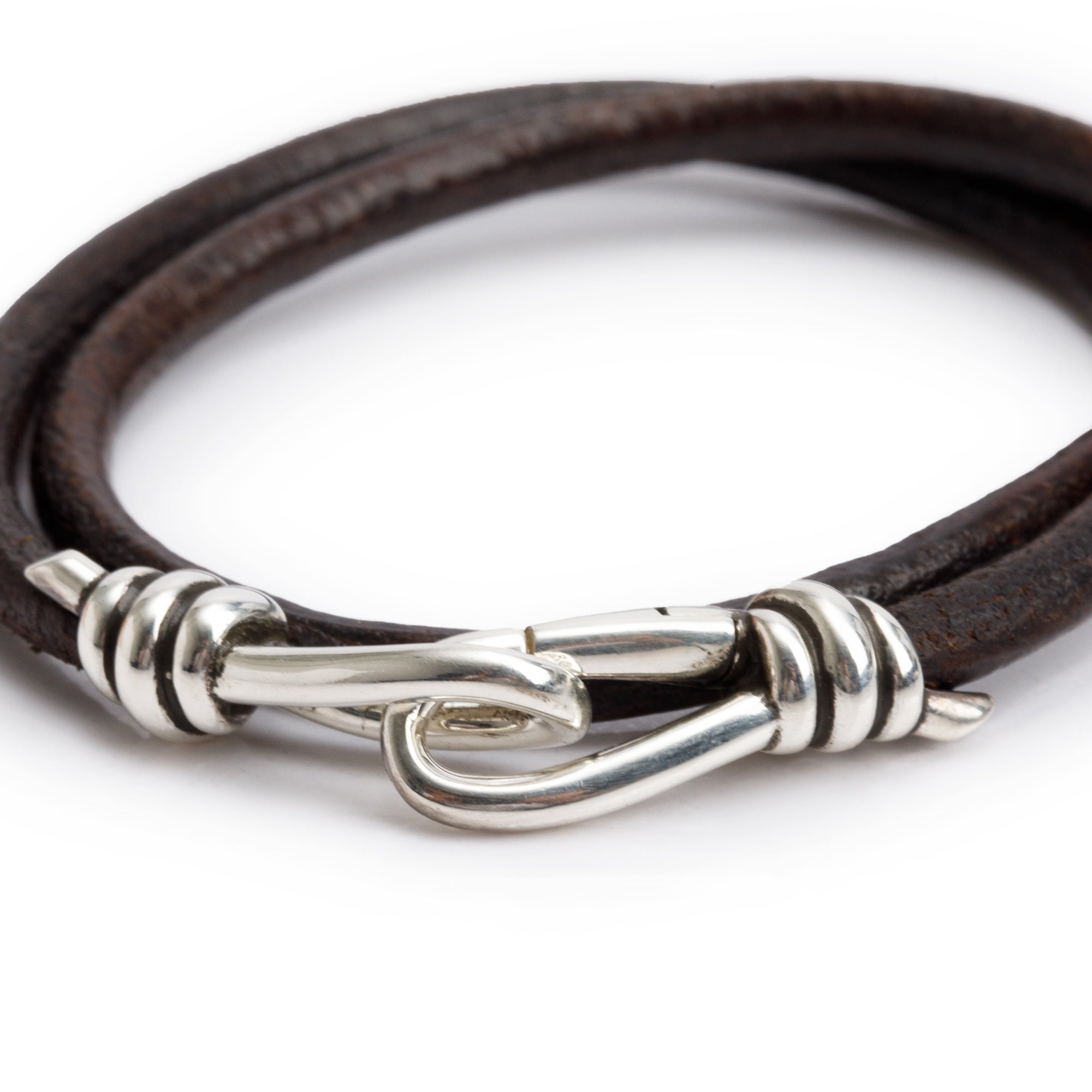 Tiffany & Co. Paloma Picasso Sterling Silver Knot Double Wrap Leather Bracelet