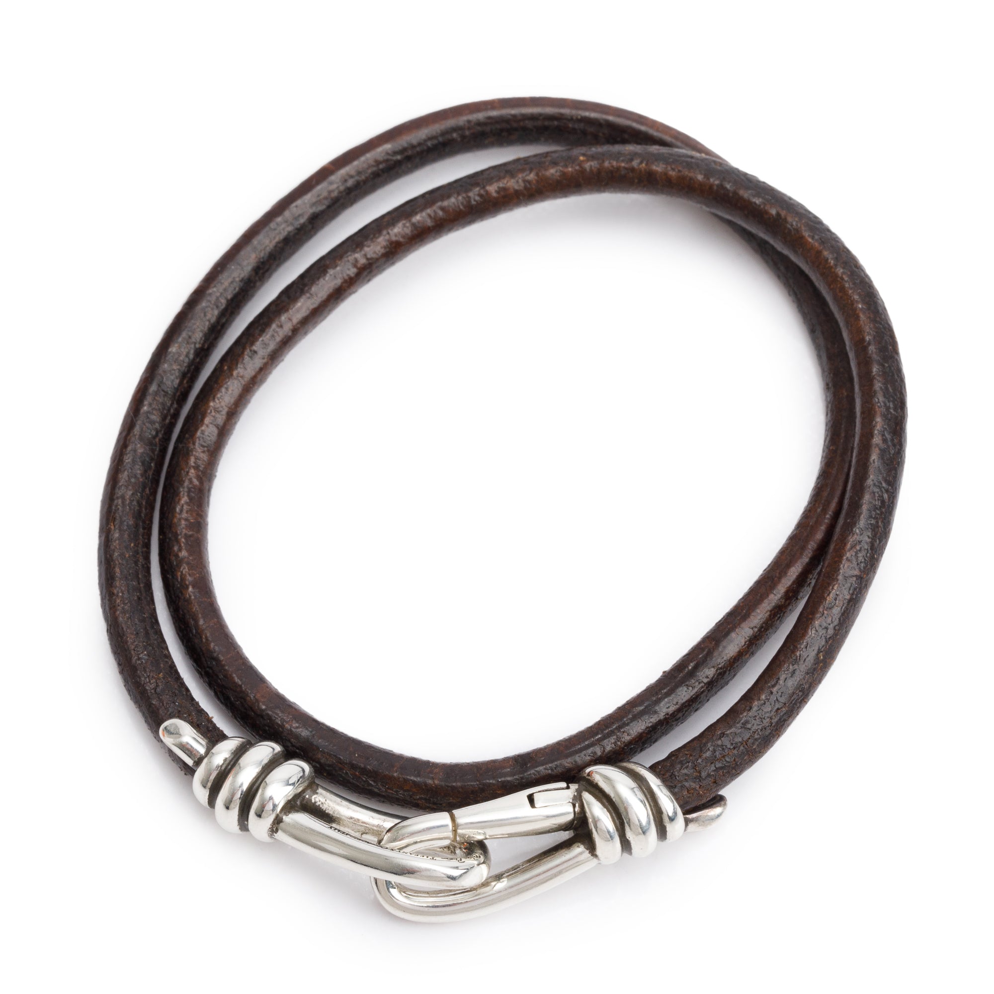 Tiffany & Co. Paloma Picasso Sterling Silver Knot Double Wrap Leather Bracelet