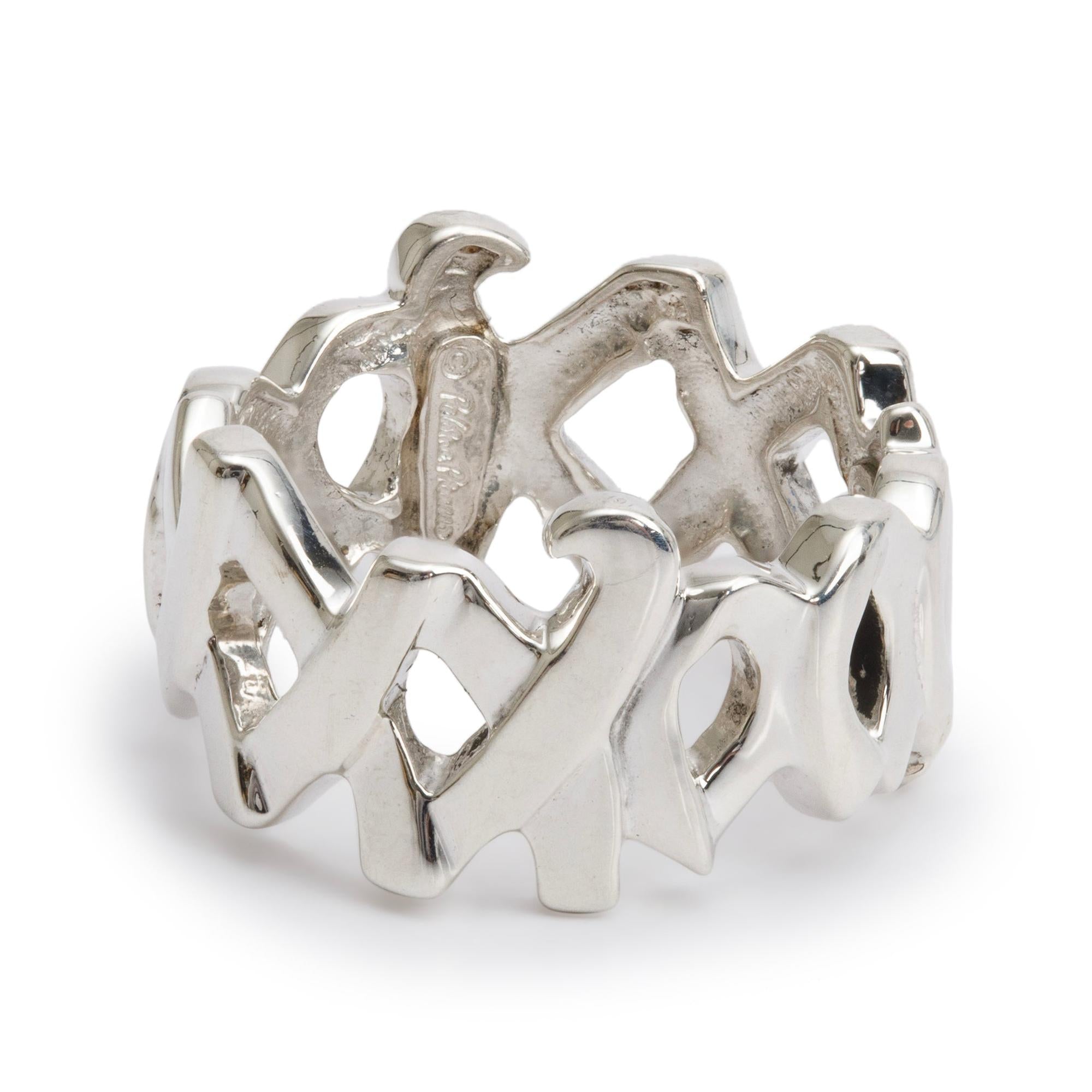 Tiffany & Co. Paloma Picasso Sterling Silver Love & Kisses XO Ring, Size 6