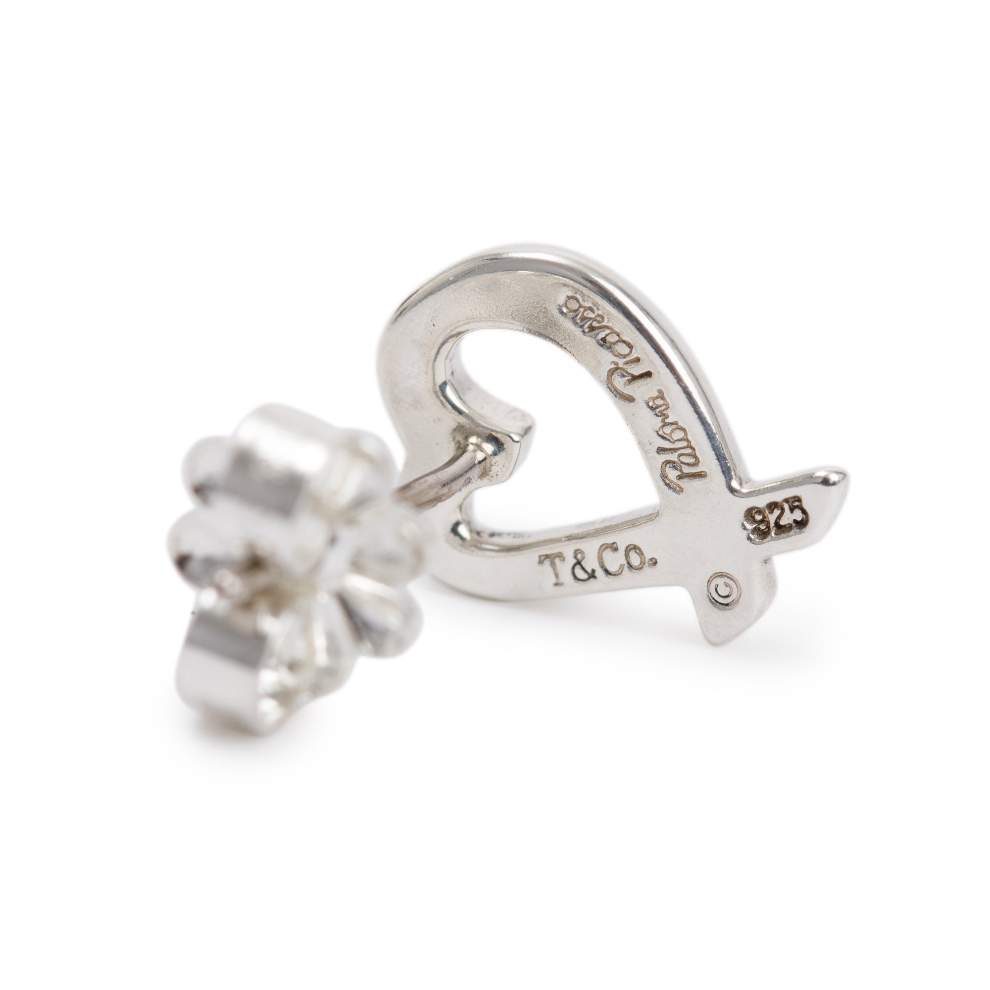 Tiffany & Co. Paloma Picasso Sterling Silver Mini Loving Heart Stud Earrings