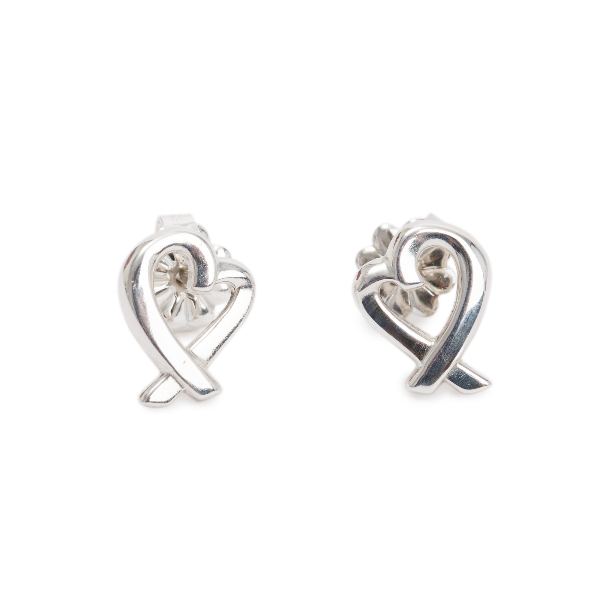 Tiffany & Co. Paloma Picasso Sterling Silver Mini Loving Heart Stud Earrings