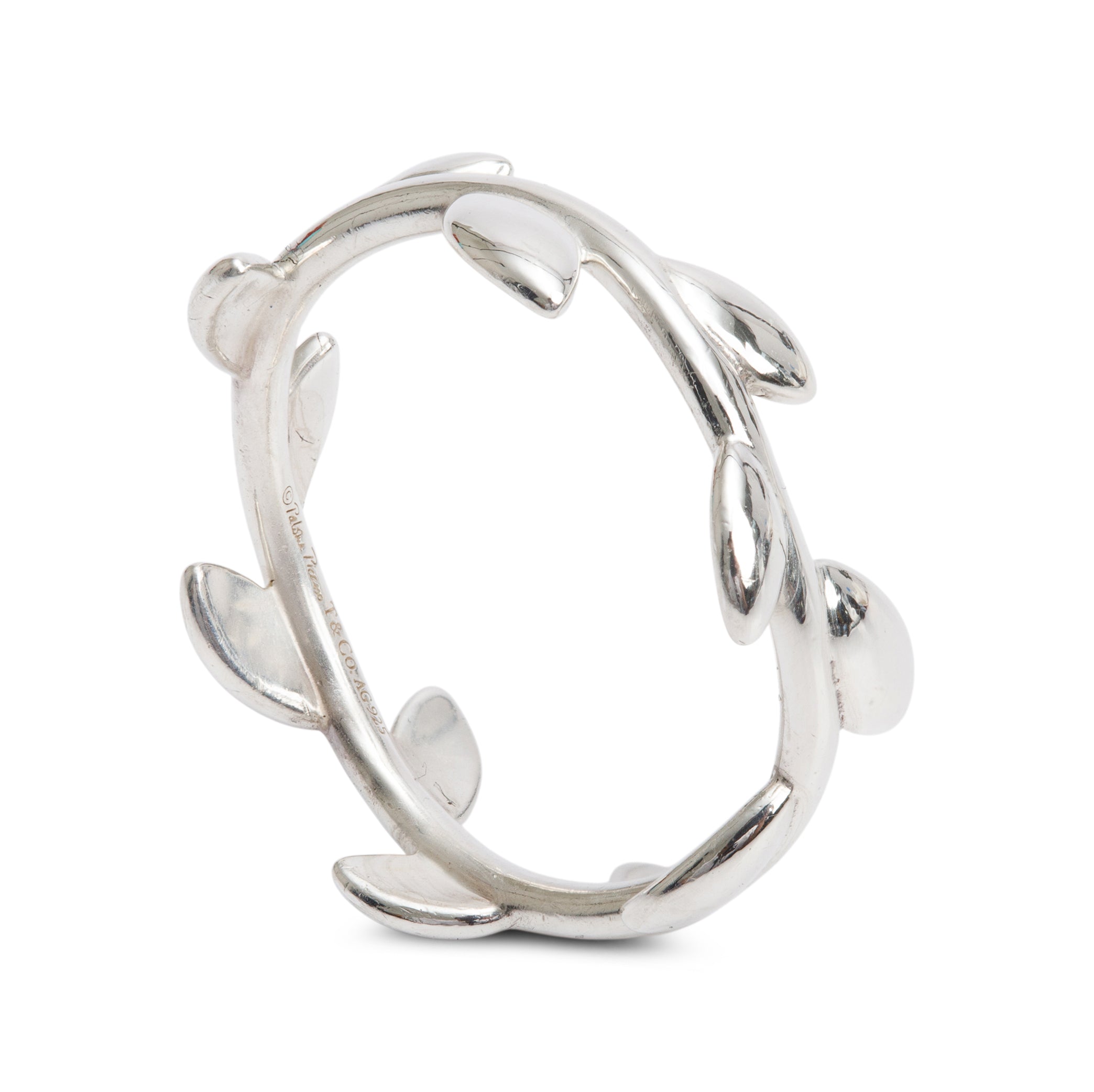 Tiffany & Co. Paloma Picasso Sterling Silver Narrow Olive Leaf Band Ring, Size 5