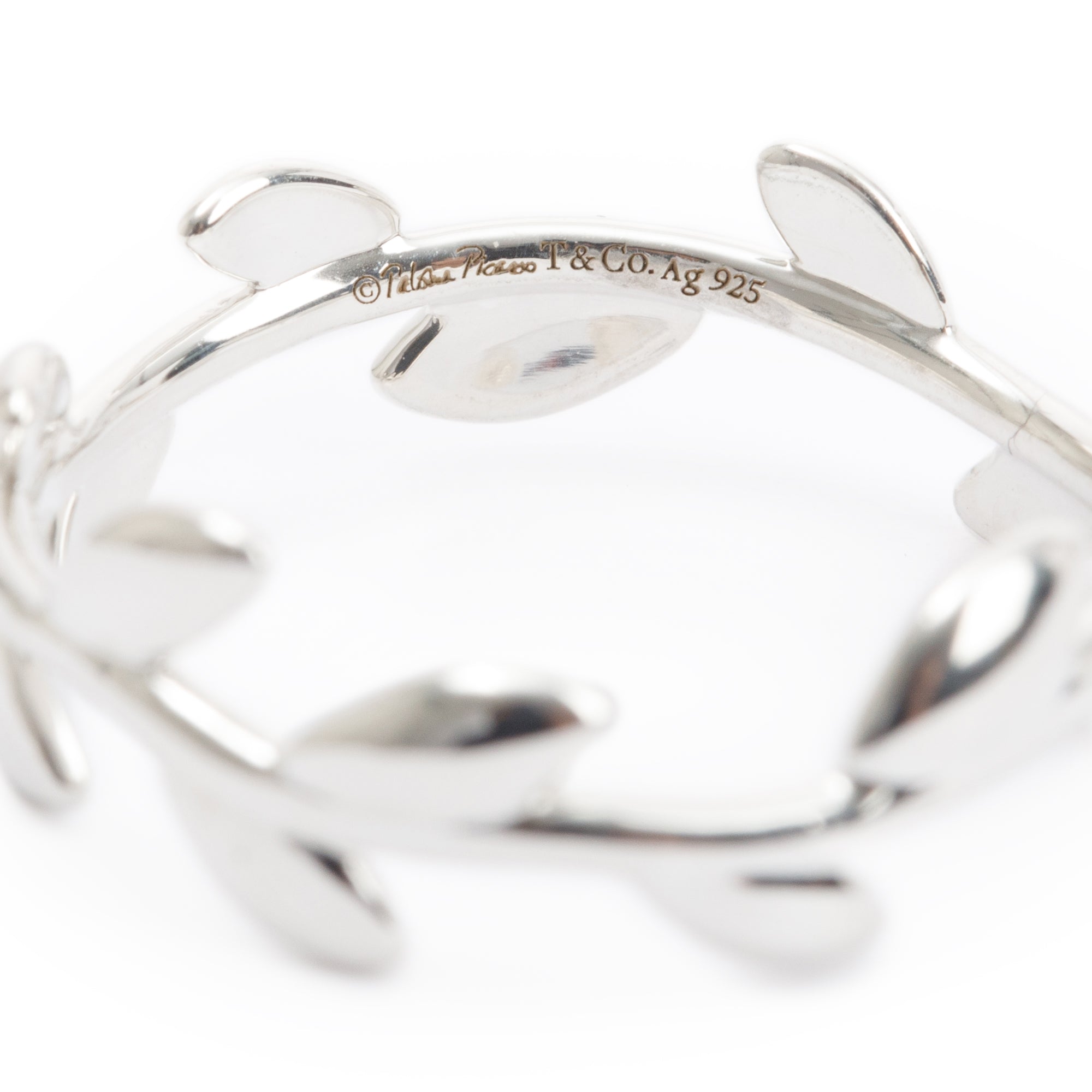 Tiffany & Co. Paloma Picasso Sterling Silver Narrow Olive Leaf Band Ring, Size 6.25