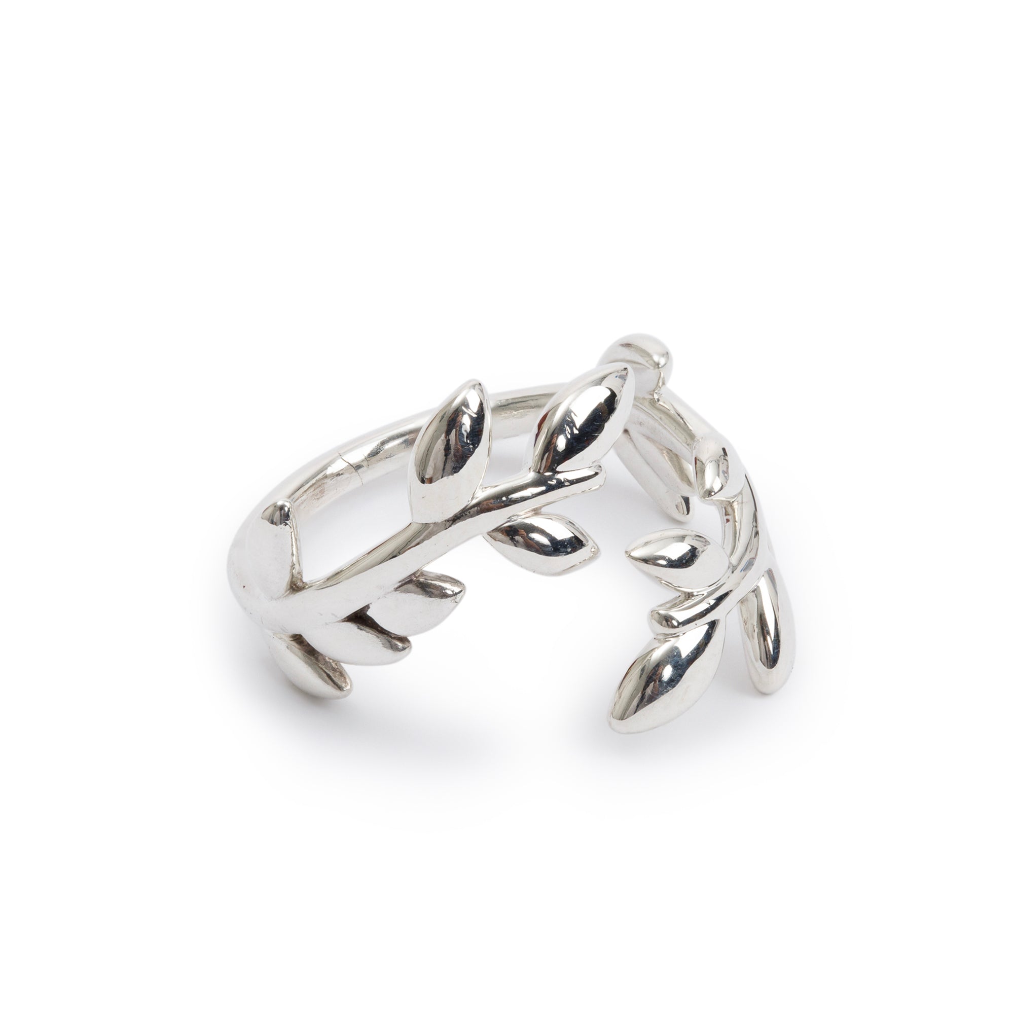 Tiffany & Co. Paloma Picasso Sterling Silver Olive Leaf Bypass Ring, Size 6.5