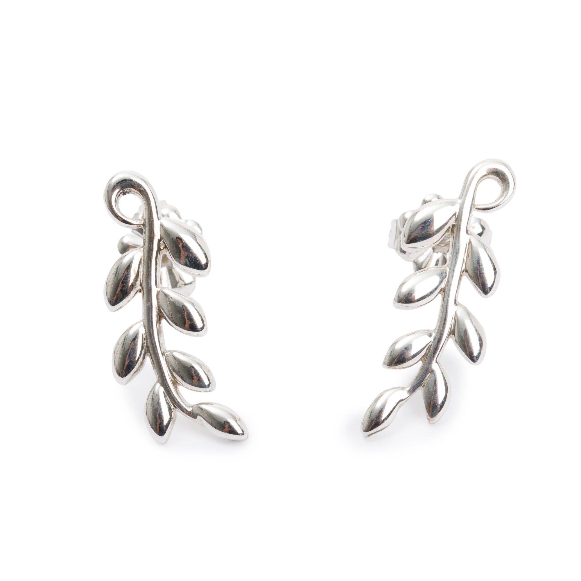 Tiffany & Co. Paloma Picasso Sterling Silver Olive Leaf Climber Earrings
