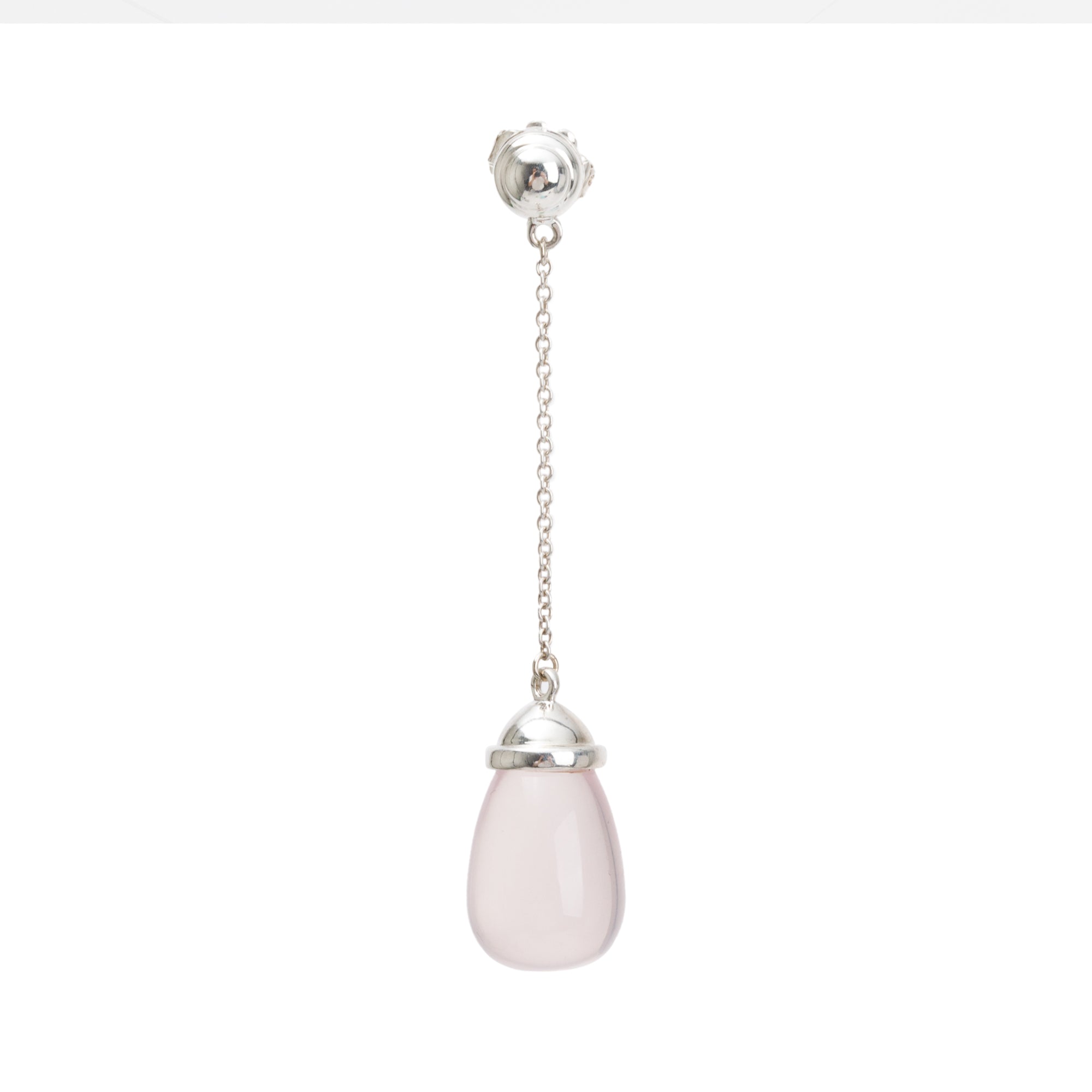 Tiffany & Co. Paloma Picasso Sterling Silver Rose Quartz Drop Earrings w/ Box