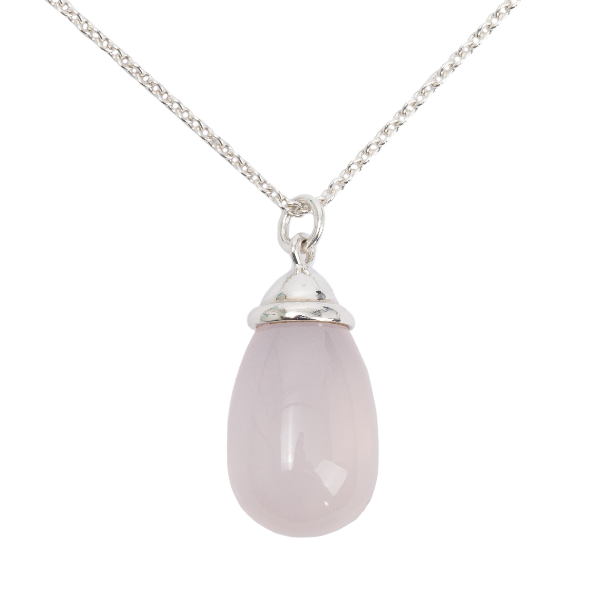 Tiffany & Co. Paloma Picasso Sterling Silver Rose Quartz Pendant Necklace w/ Box