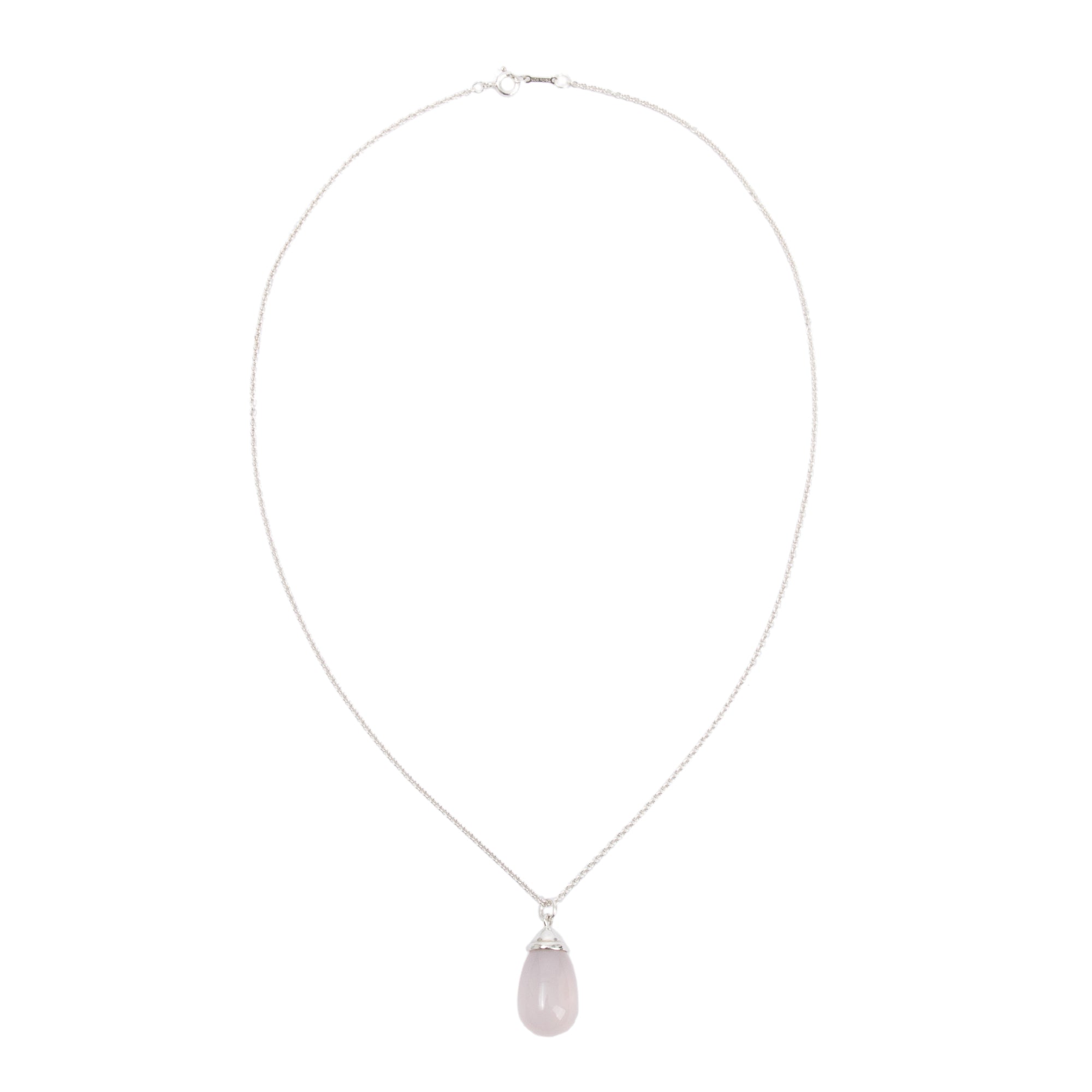 Tiffany & Co. Paloma Picasso Sterling Silver Rose Quartz Pendant Necklace w/ Box