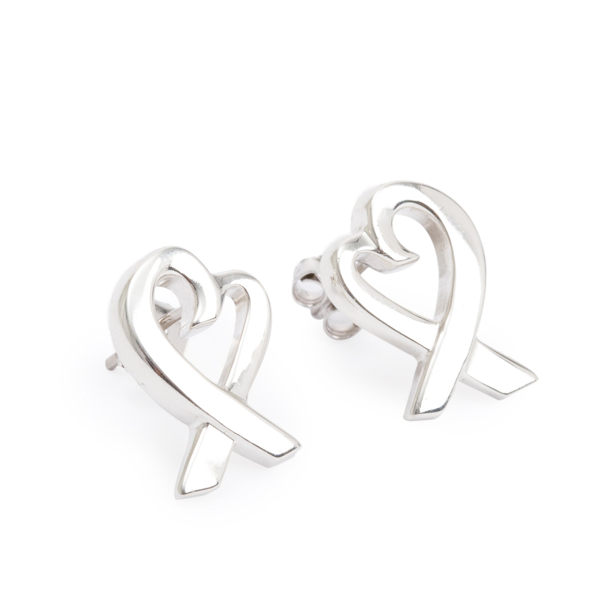 Tiffany & Co. Paloma Picasso Sterling Silver Small Loving Heart Stud Earrings
