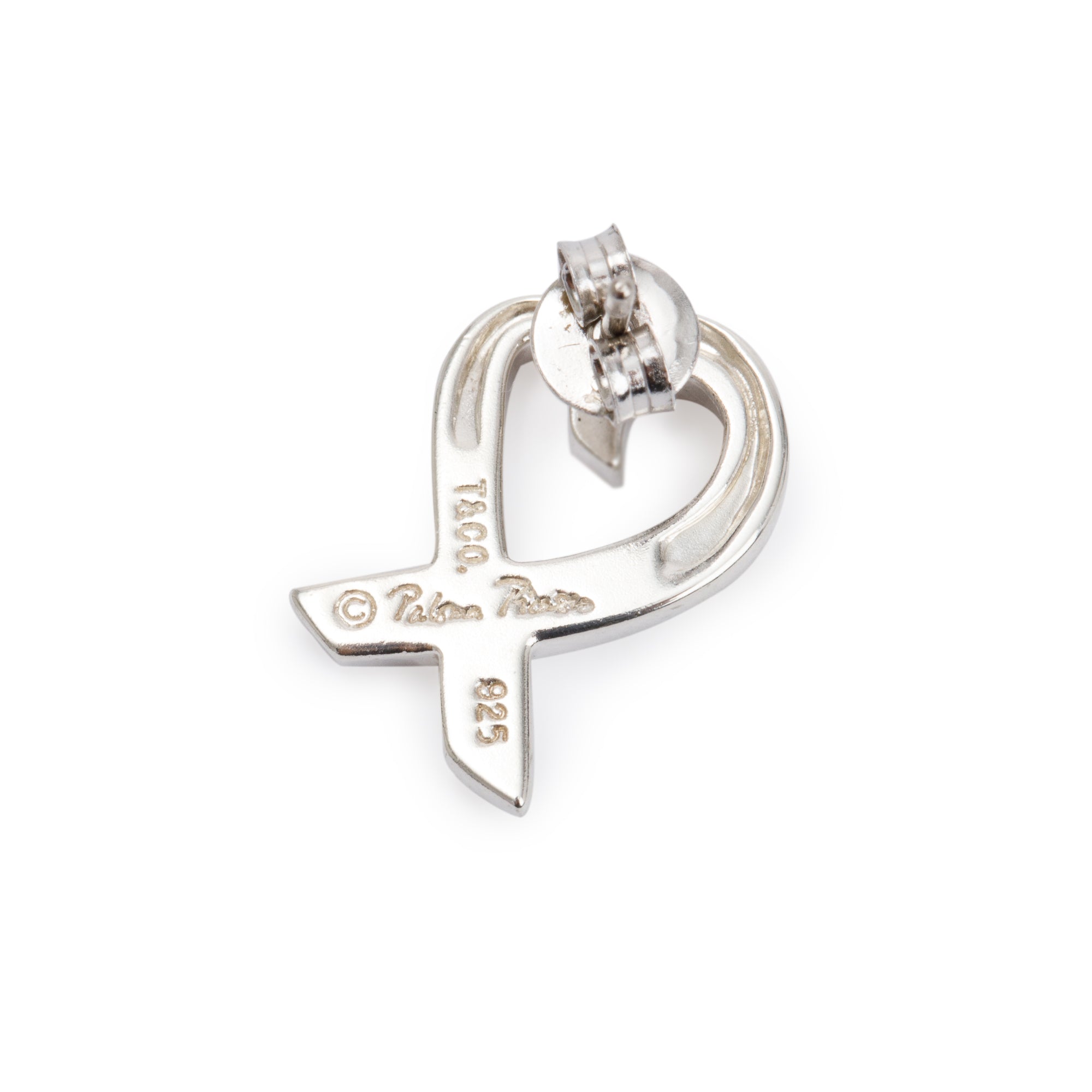 Tiffany & Co. Paloma Picasso Sterling Silver Small Loving Heart Stud Earrings