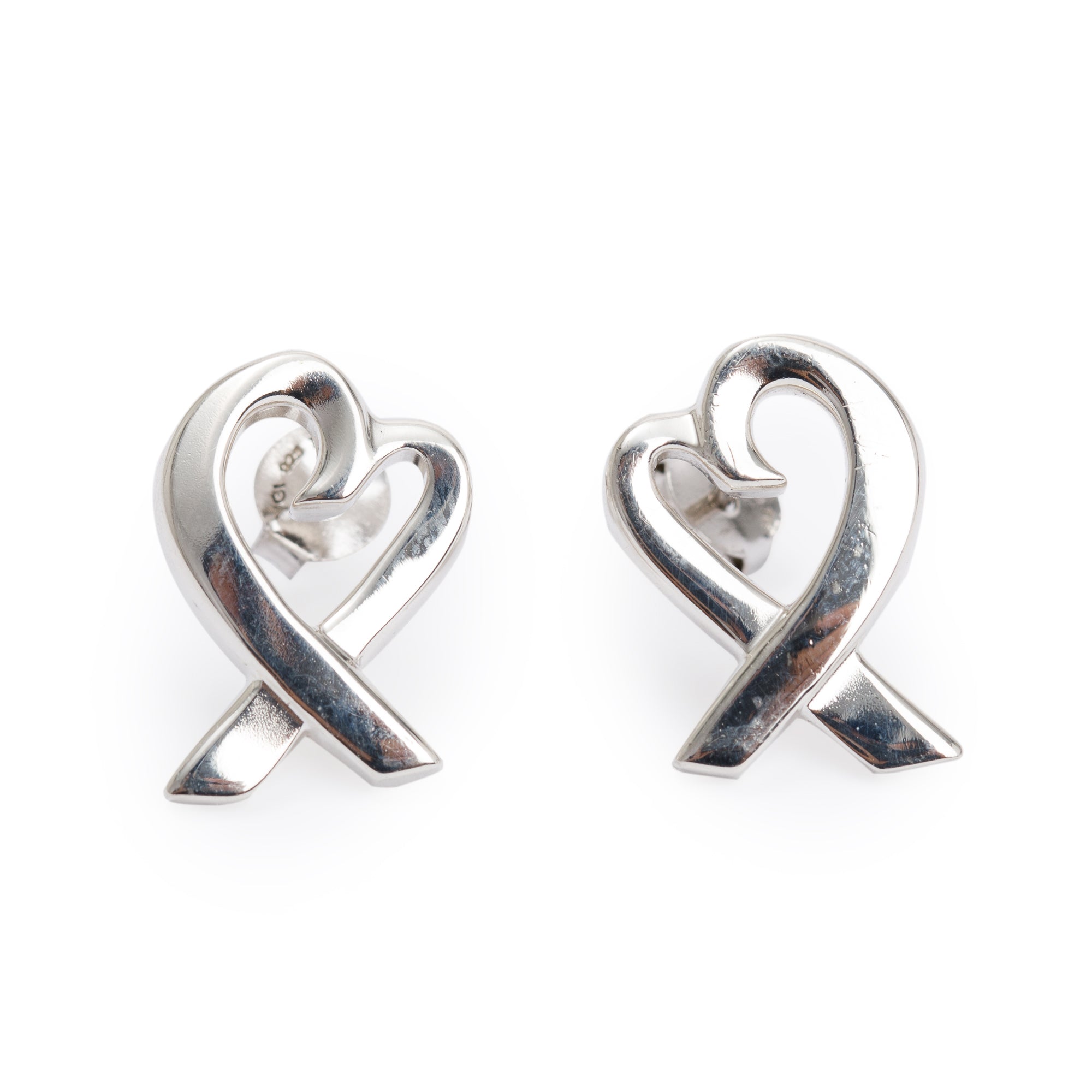 Tiffany & Co. Paloma Picasso Sterling Silver Small Loving Heart Stud Earrings