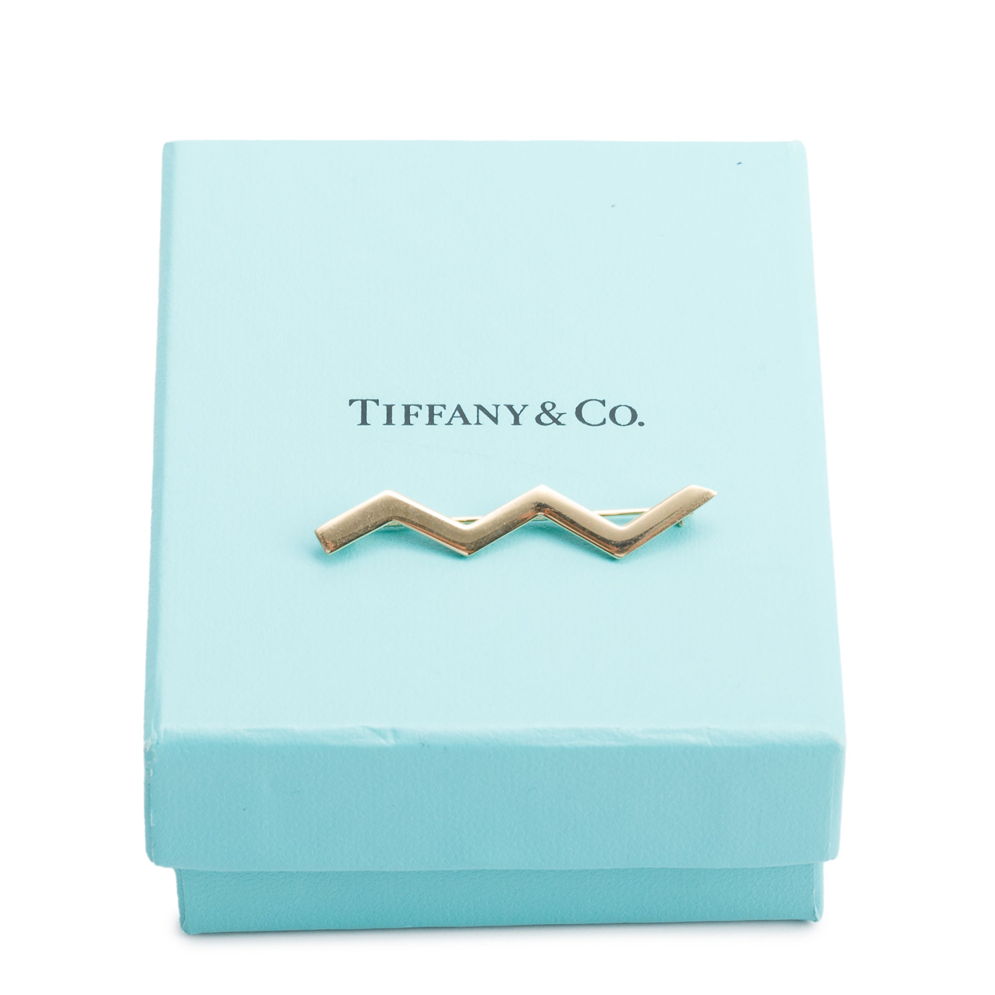 Tiffany & Co. Paloma Picasso Vintage 18k Yellow Gold Zig Zag Brooch w/ Box