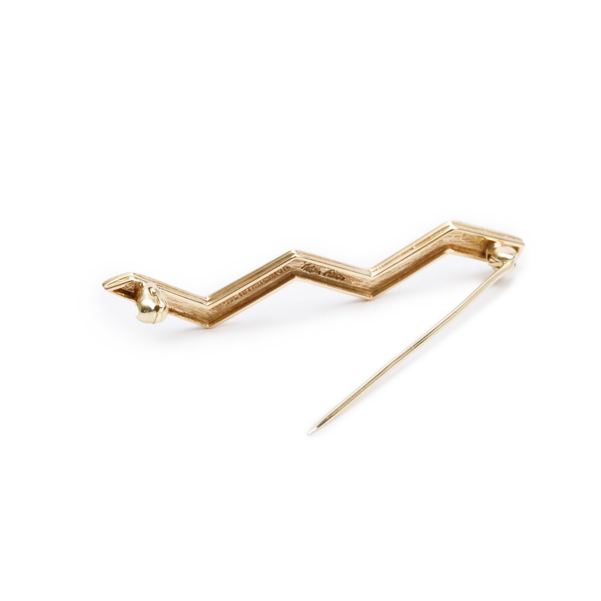 Tiffany & Co. Paloma Picasso Vintage 18k Yellow Gold Zig Zag Brooch w/ Box