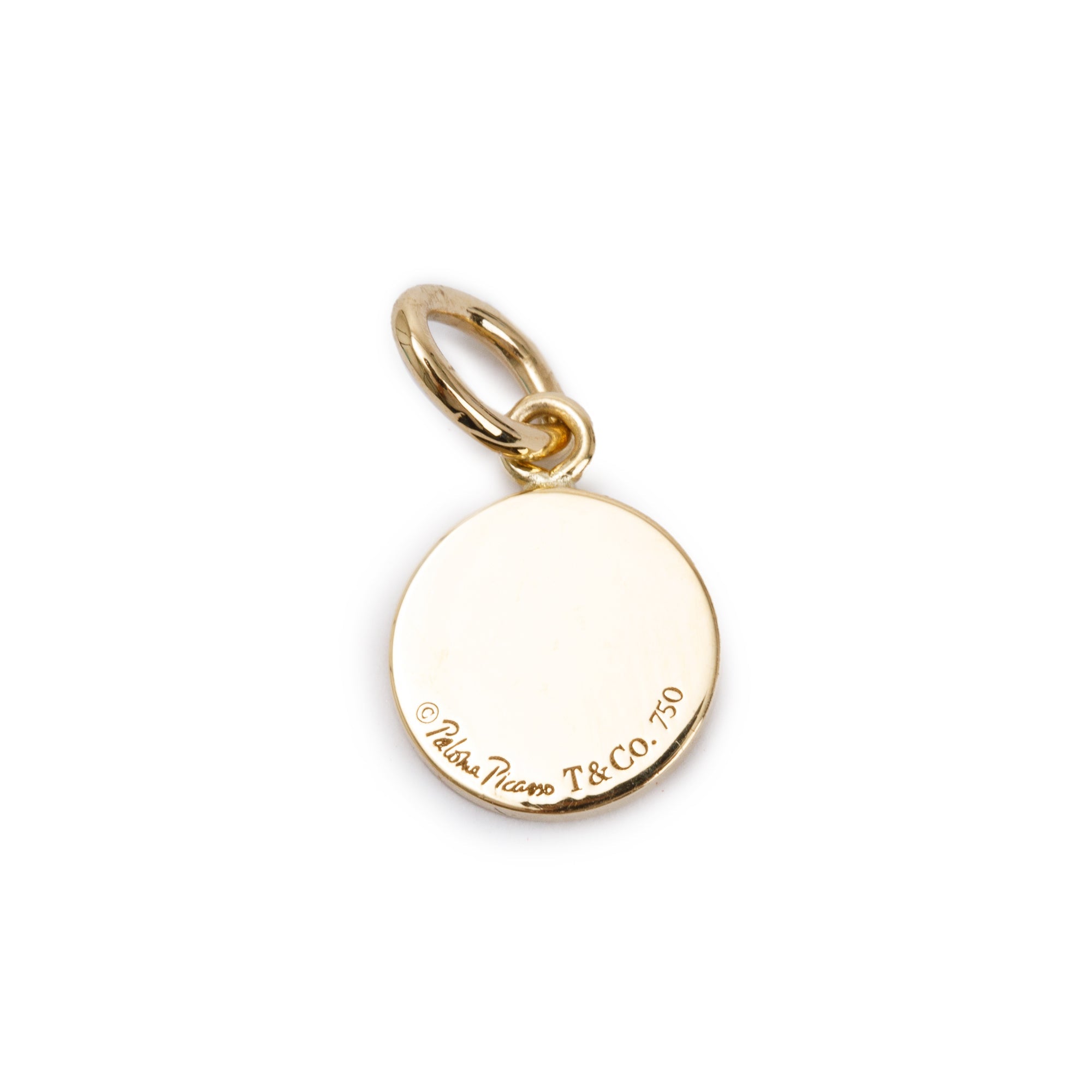 Tiffany & Co. Paloma Picasso's 18k Yellow Gold Graffiti Kiss Mini Round Charm w/ Box