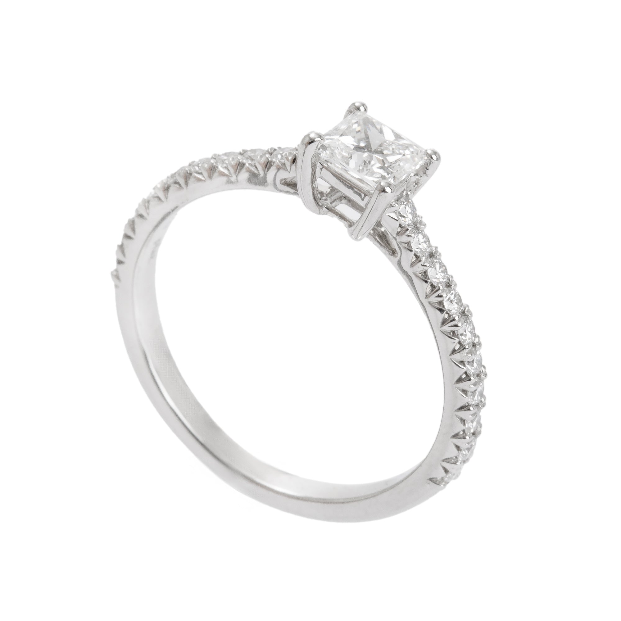 Tiffany & Co. Platinum 0.37 ct. Princess Cut Diamond Novo Engagement Ring, Size 3.5 w/ Paperwork