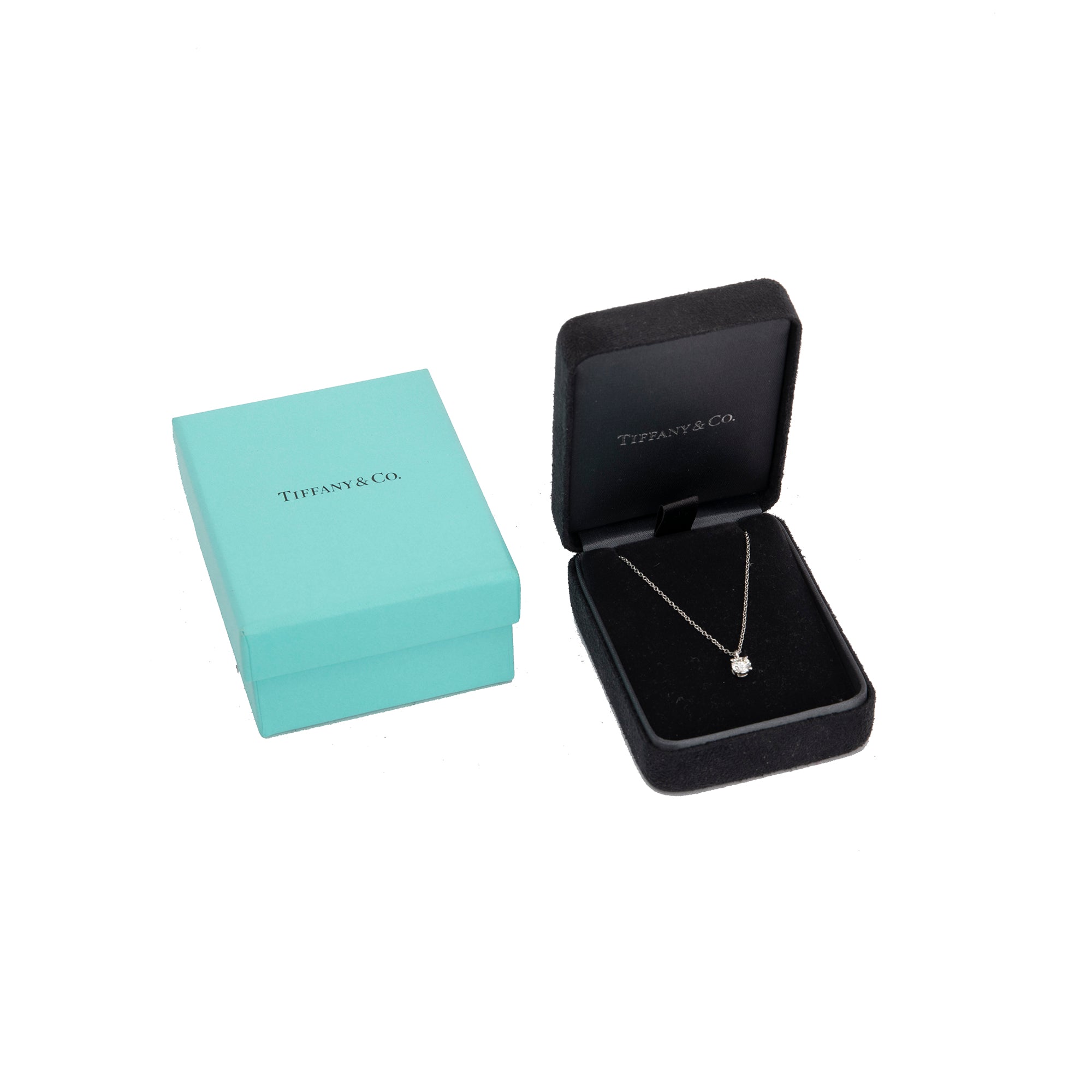 Tiffany & Co. Platinum 0.39 ct. Solitaire Diamond Pendant Necklace w/ Box