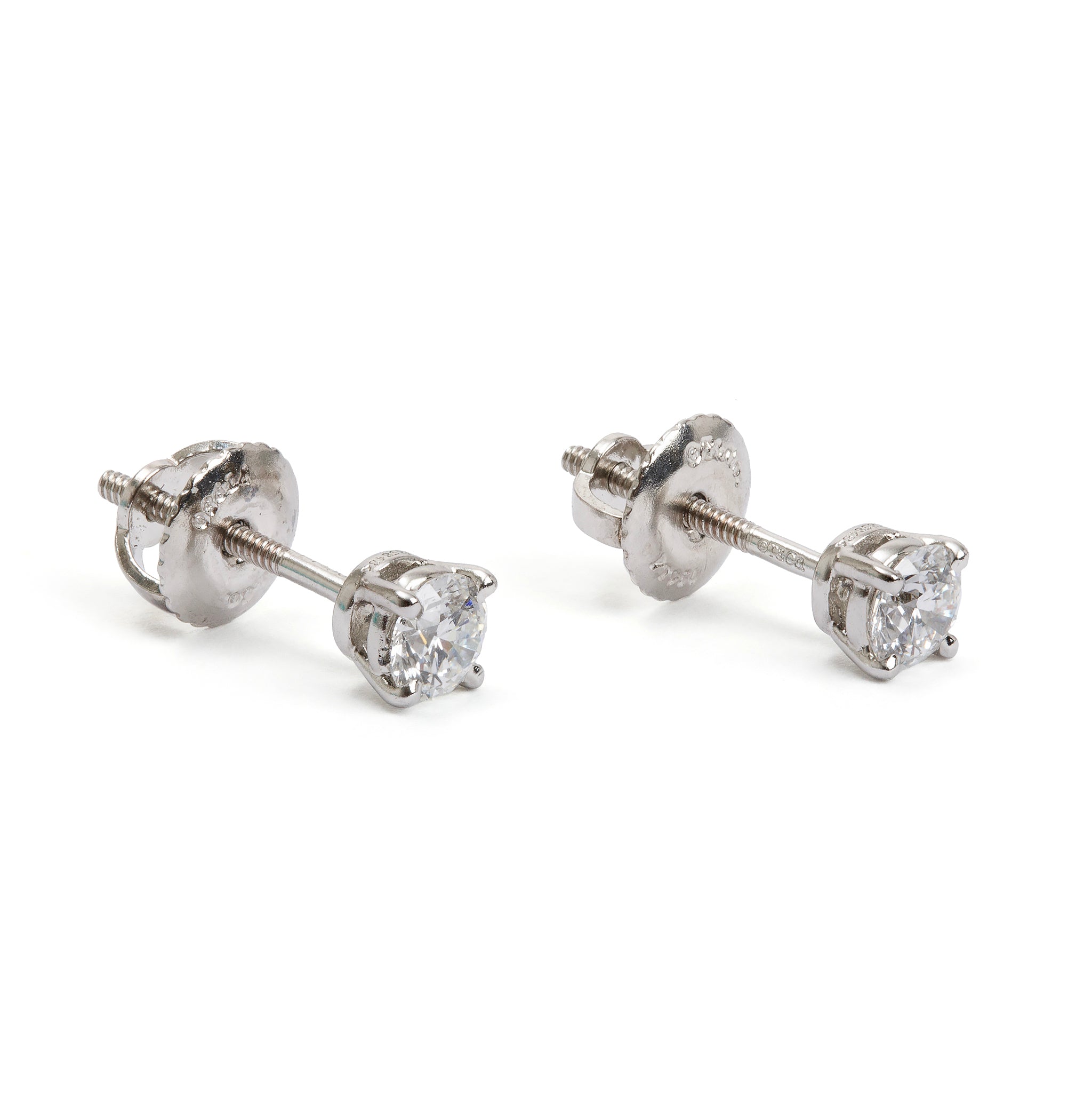 Tiffany & Co. Platinum 0.42 tcw Diamond Stud Earrings w/ Box & Papers