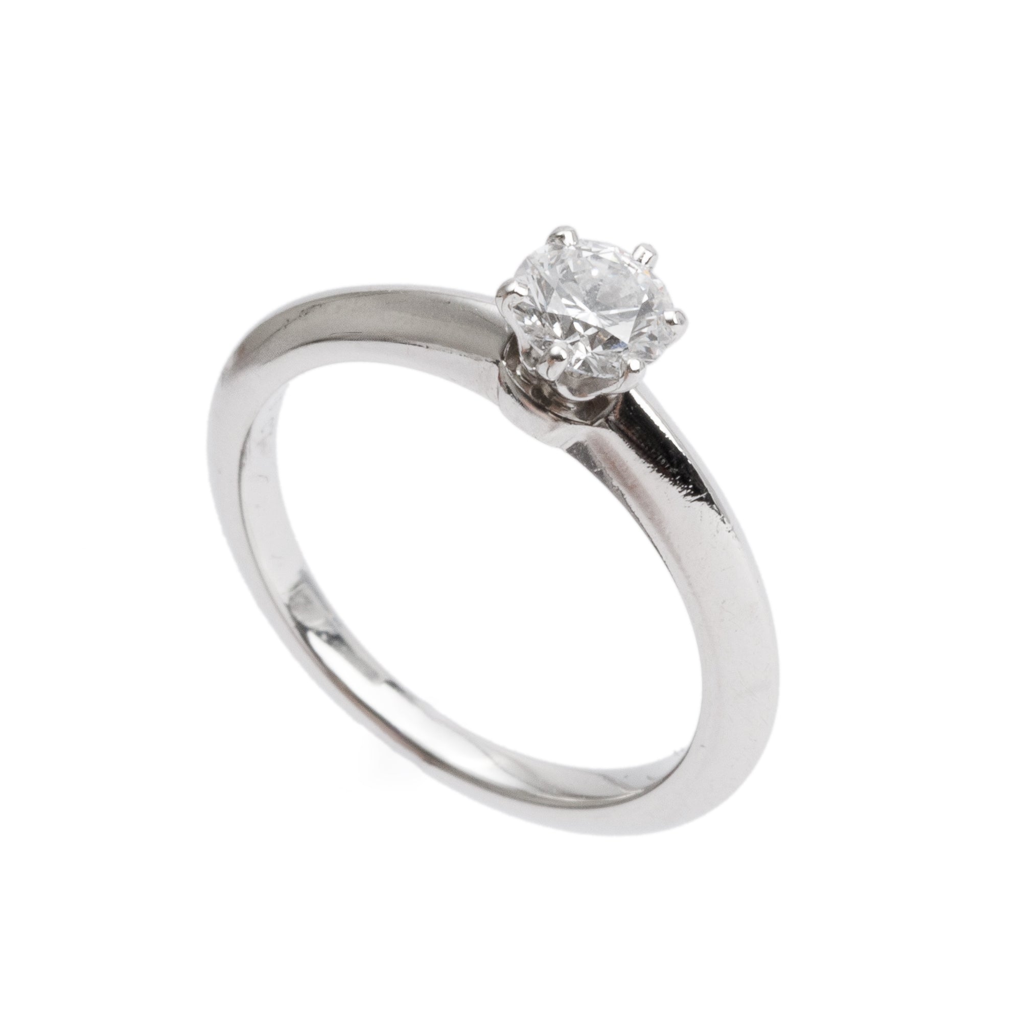 Tiffany & Co. Platinum 0.45 ct. Diamond Solitaire Engagement Ring, Size 5.25 w/ Box & Certificate