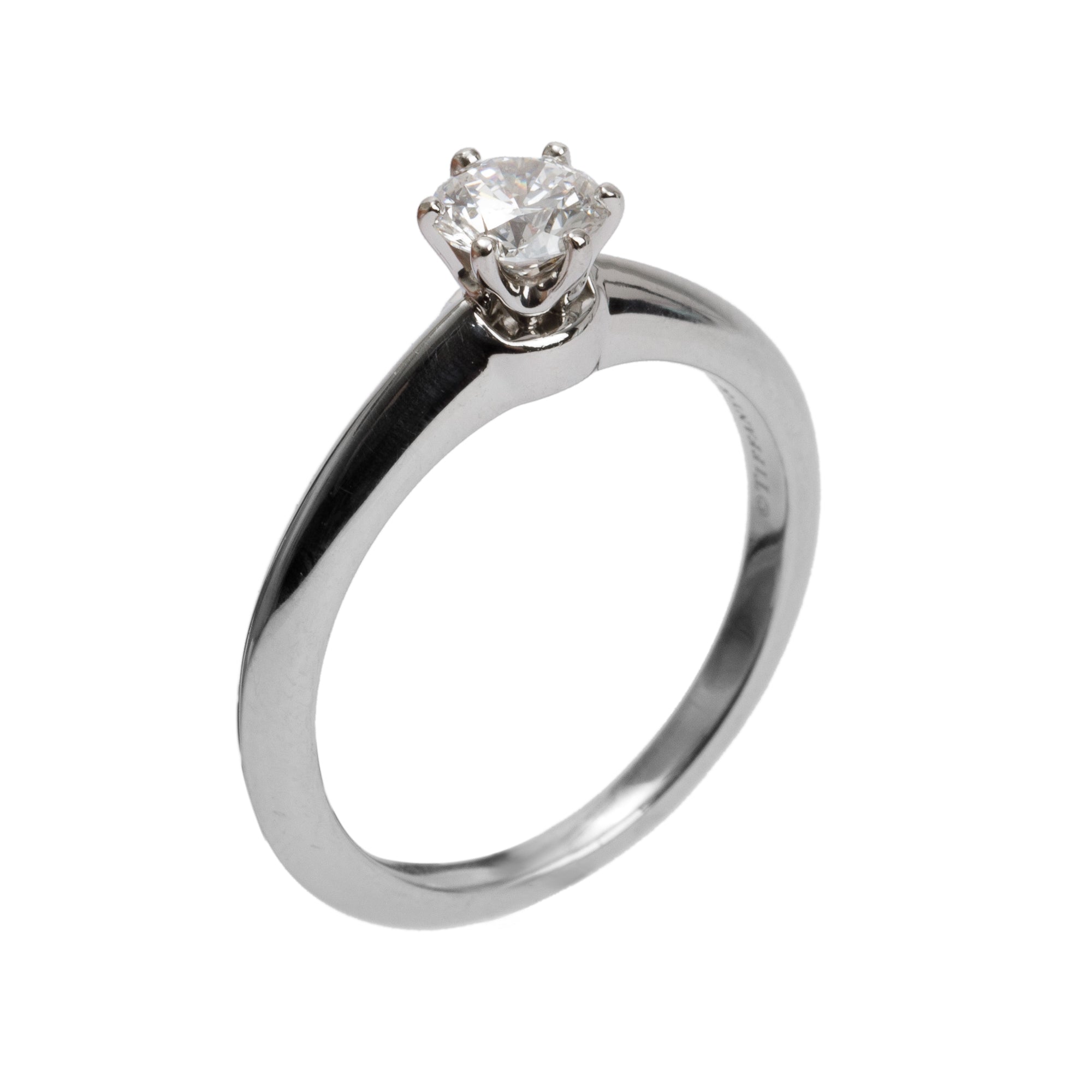 Tiffany & Co. Platinum 0.52 ct. Diamond Solitaire Engagement Ring, Size 7 w/ Box & Certificate