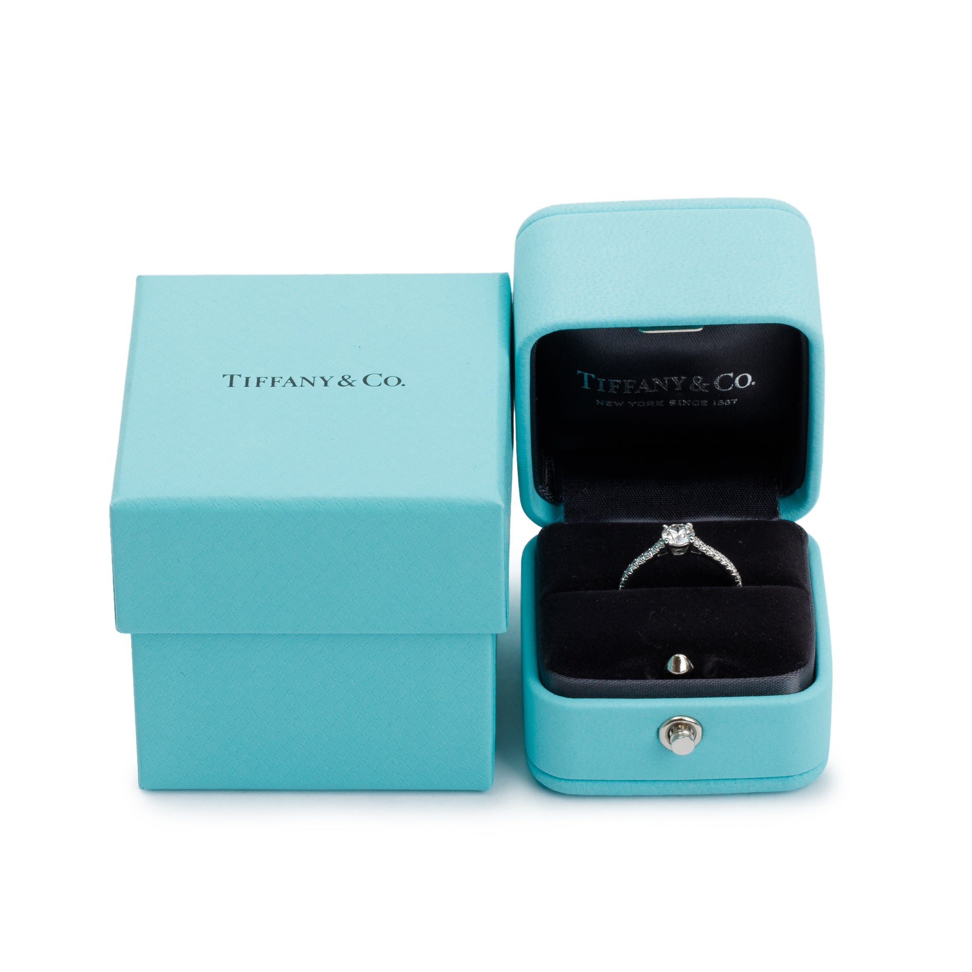 Tiffany & Co. Platinum 0.52 ct. Round Brilliant Cut Diamond Novo Engagement Ring, Size 5.5 w/ Box & Paperwork