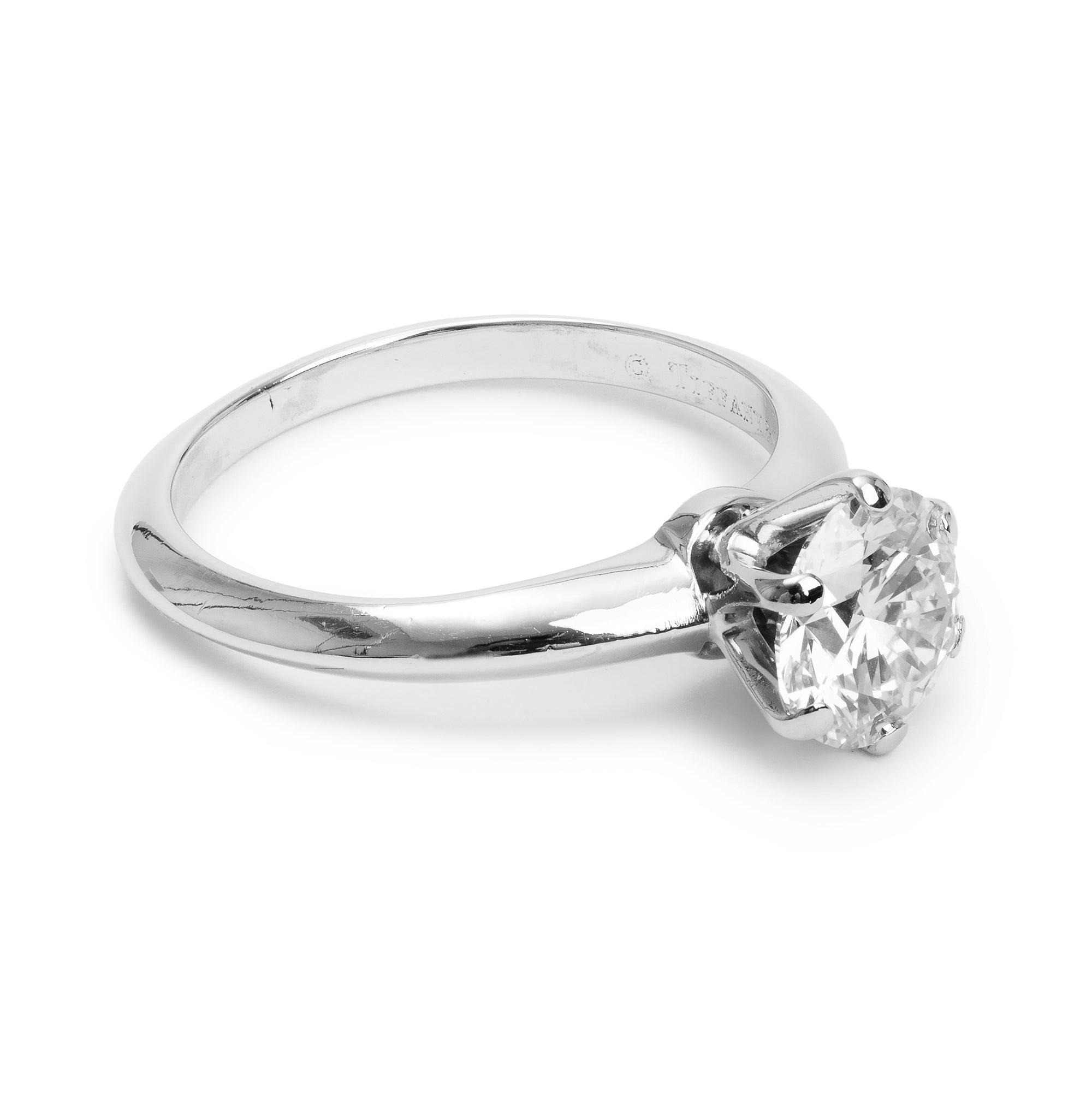 Tiffany & Co. Platinum 1.02 ct. Diamond Solitaire Engagement Ring, Size 4 w/ Box