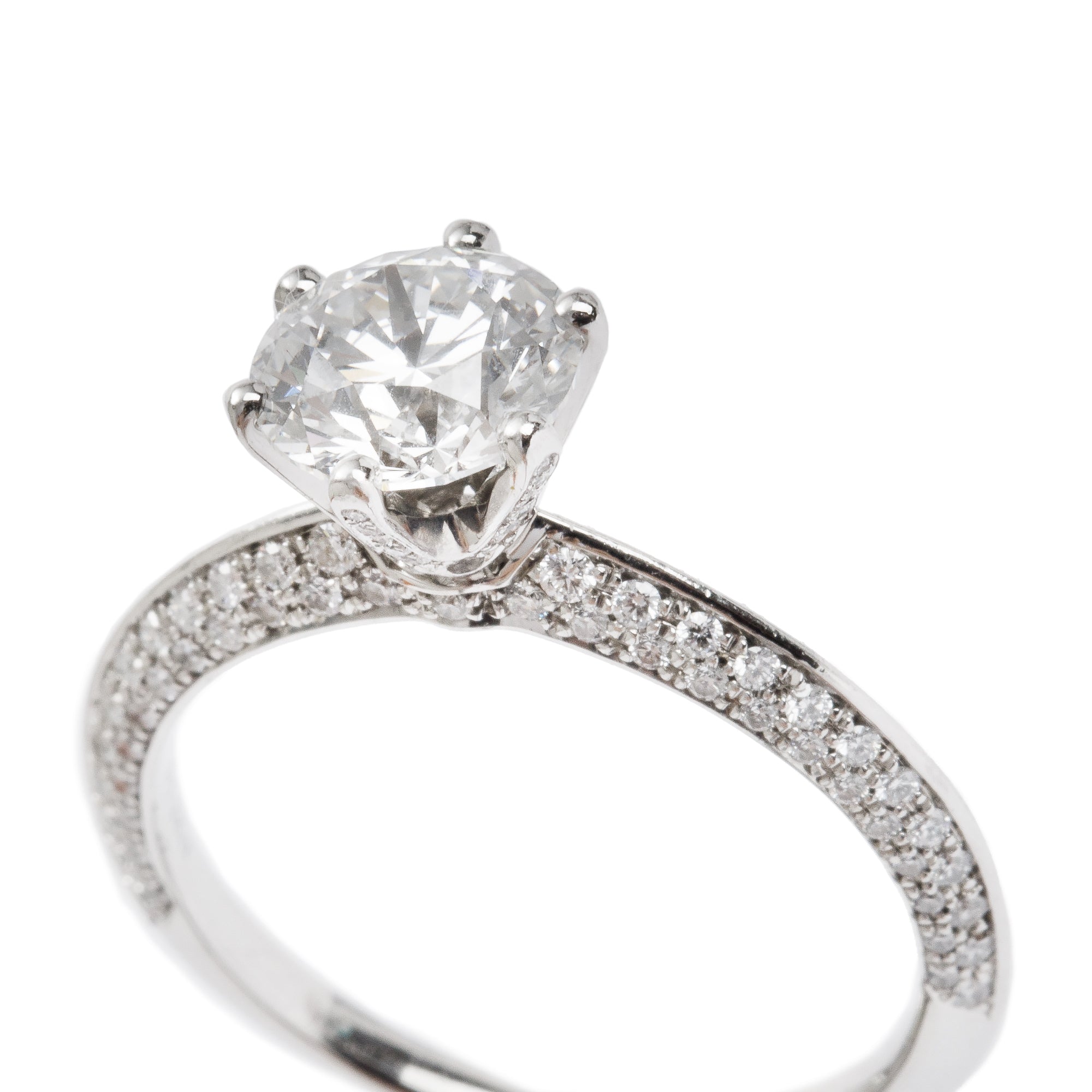 Tiffany & Co. Platinum 1.28 ct. Diamond Engagement Ring, Size 6 w/ Box & Papers