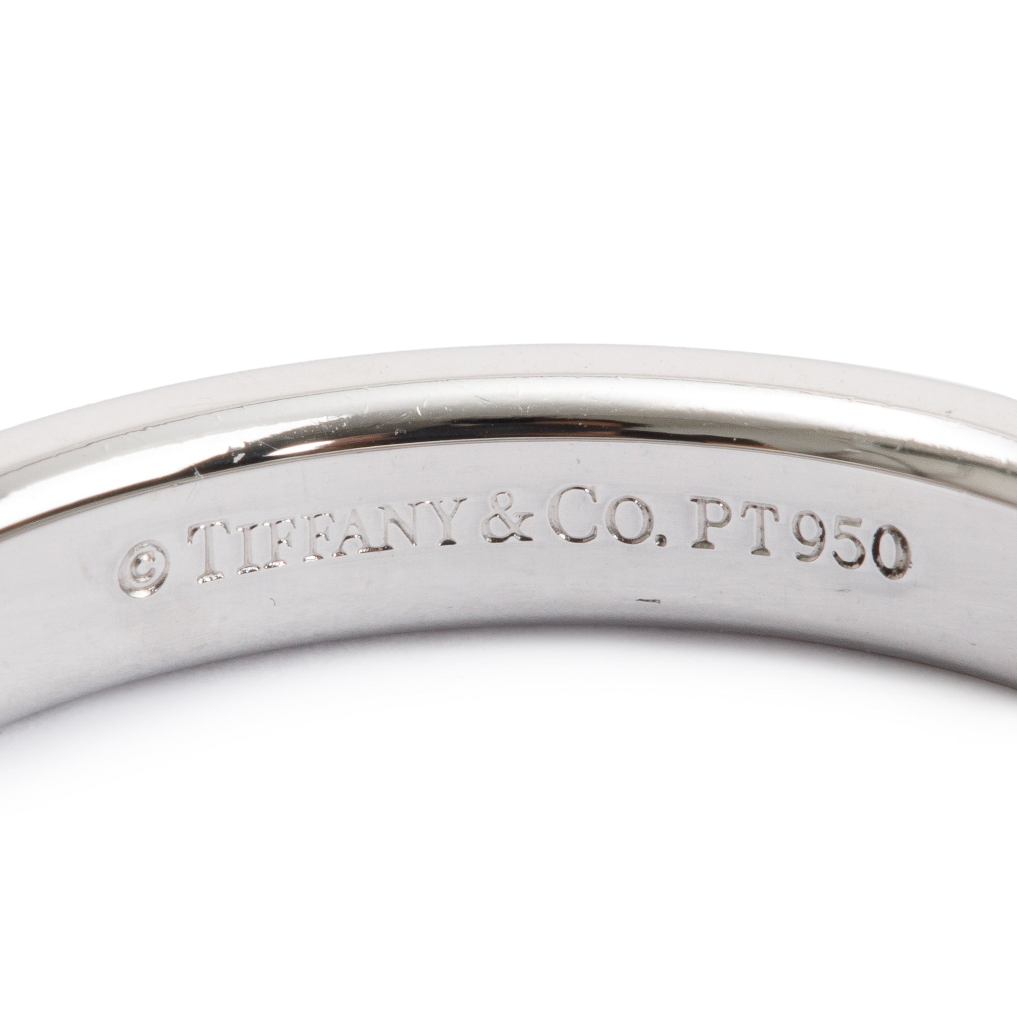 Tiffany & Co. Platinum 3 MM Logo Band Ring, Size 6.5