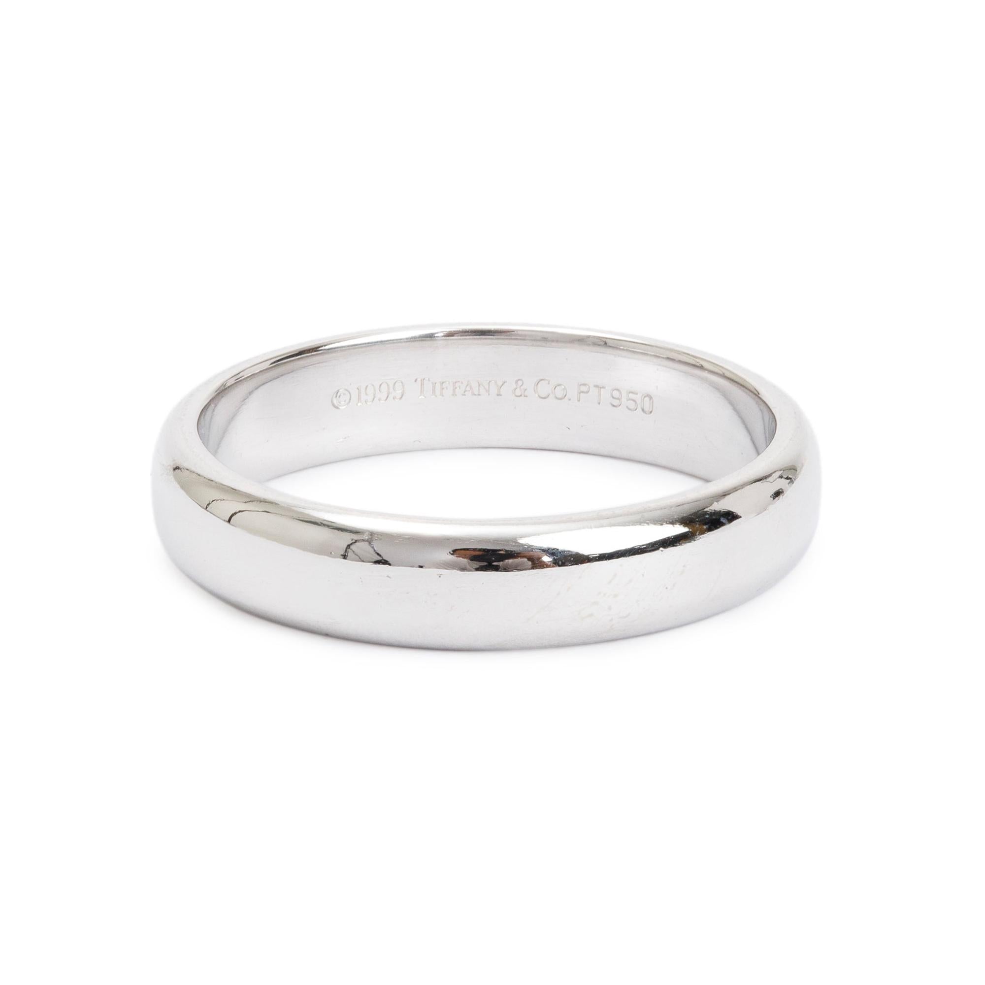 Tiffany & Co. Platinum 4.5MM Wedding Band Ring, Size 9