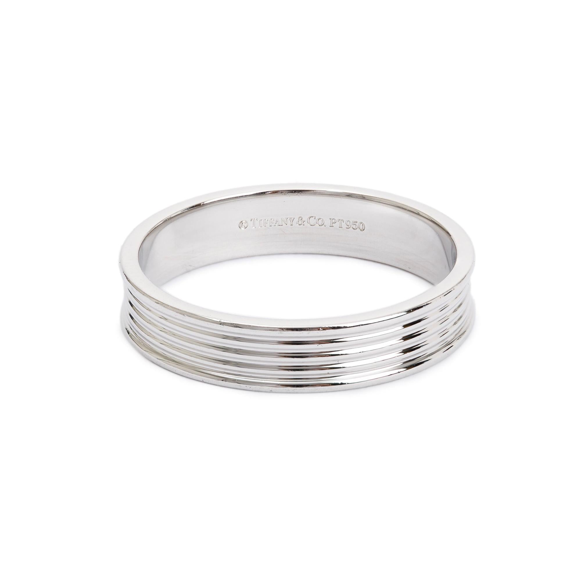 Tiffany & Co. Platinum 5MM Wedding Band Ring, Size 11.75