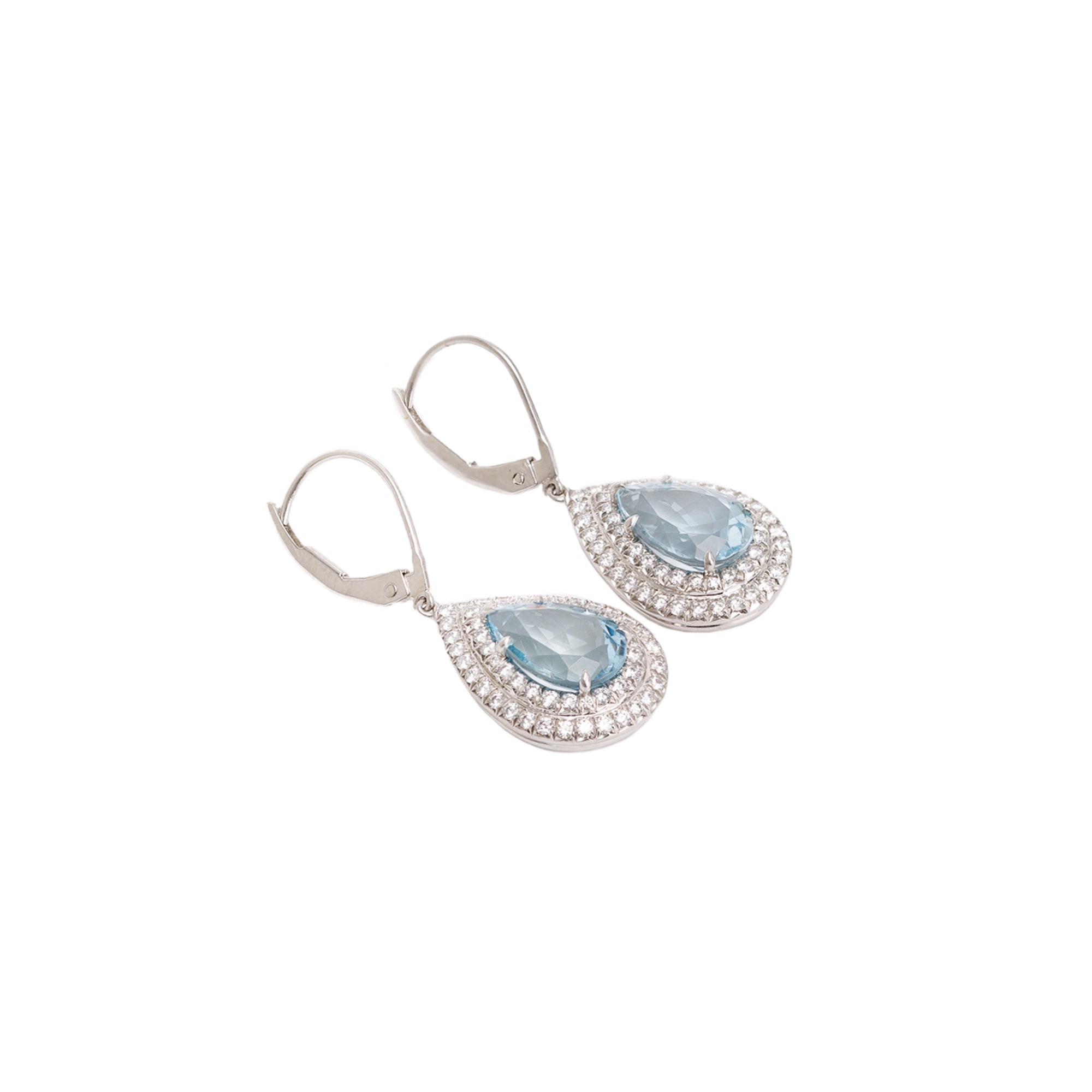Tiffany & Co. Platinum Aquamarine & Diamond Soleste Drop Earrings w/ Box