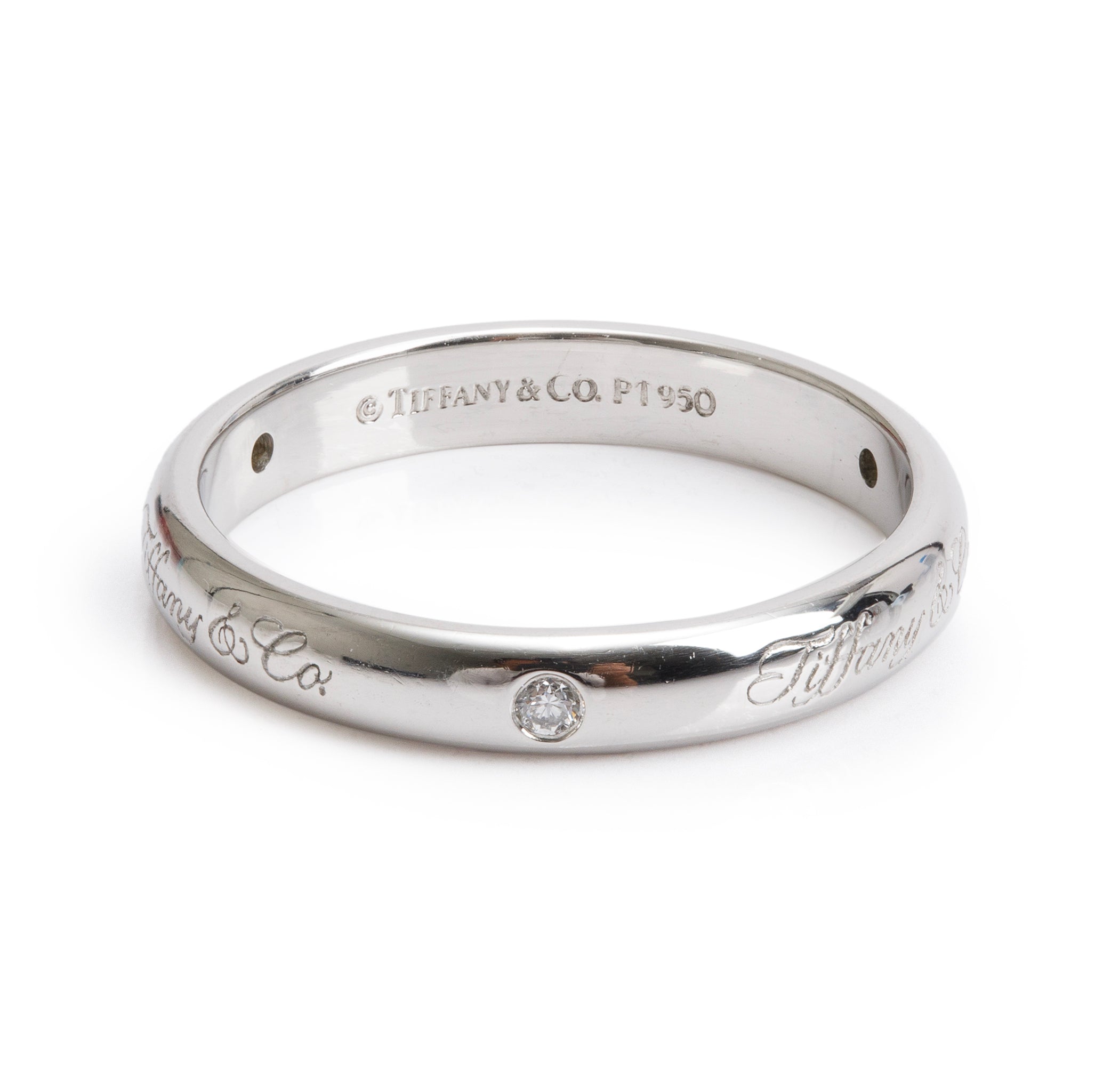 Tiffany & Co. Platinum Diamond 3 MM Notes Band Ring, Size 6