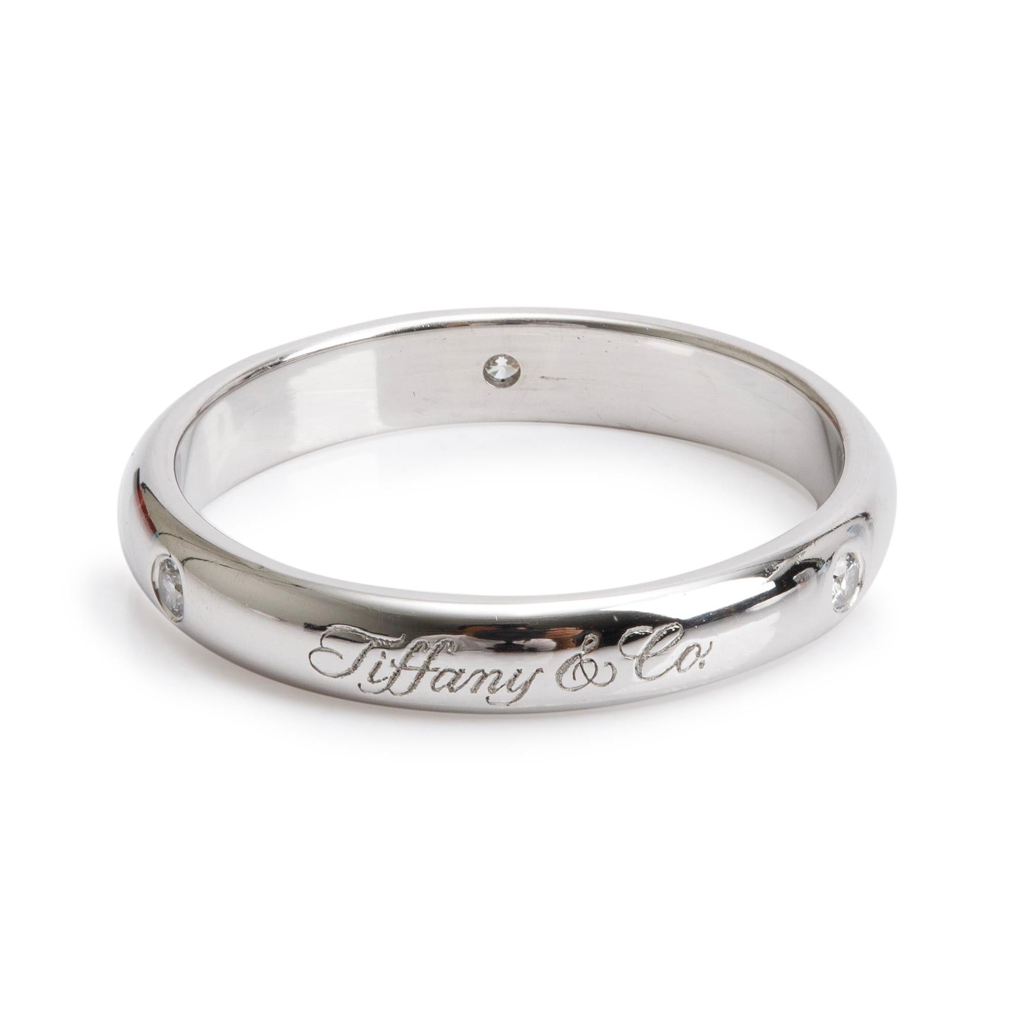 Tiffany & Co. Platinum Diamond 3 MM Notes Band Ring, Size 6