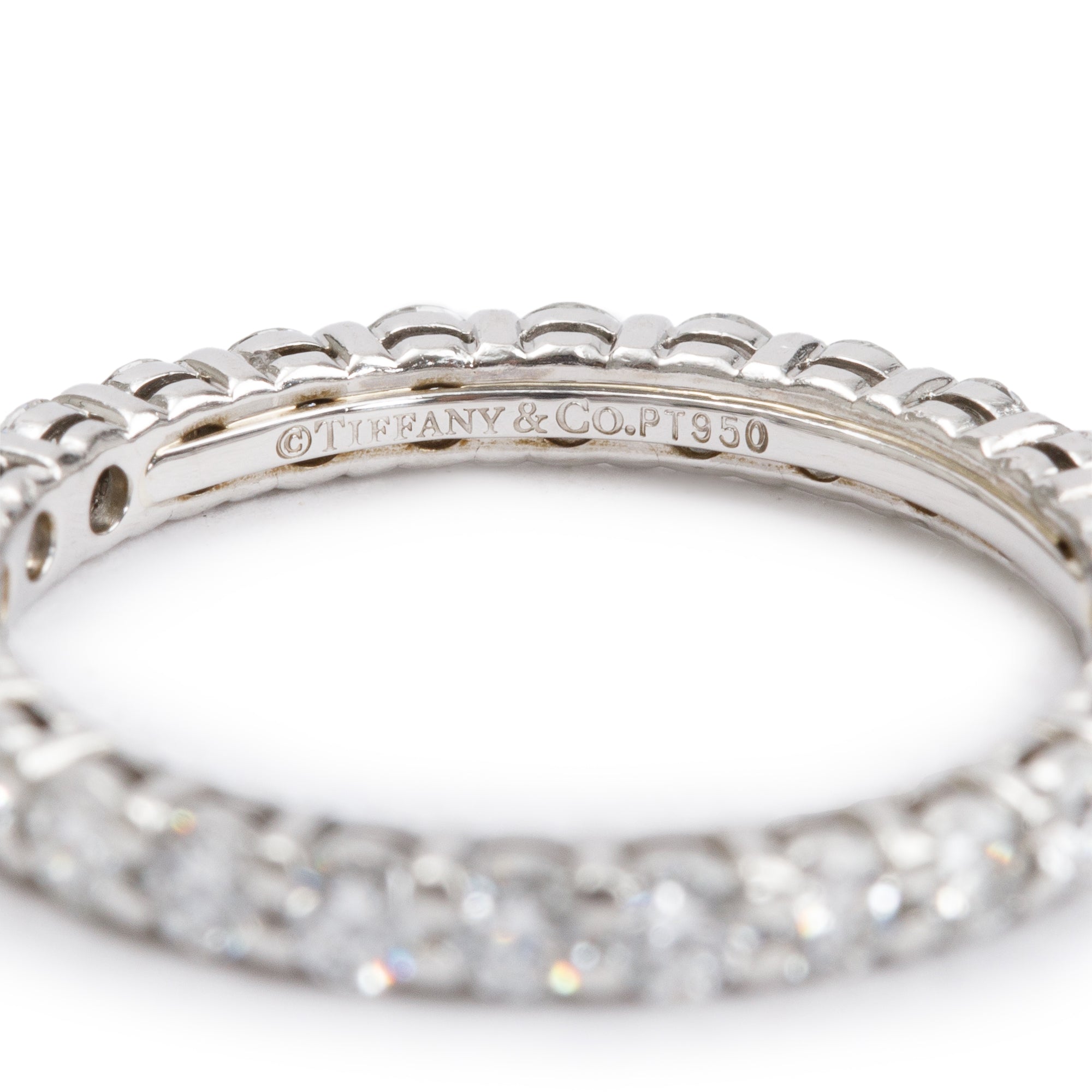 Tiffany & Co. Platinum Diamond Eternity Band Ring, Size 4.5 w/ Tiffany Valuation