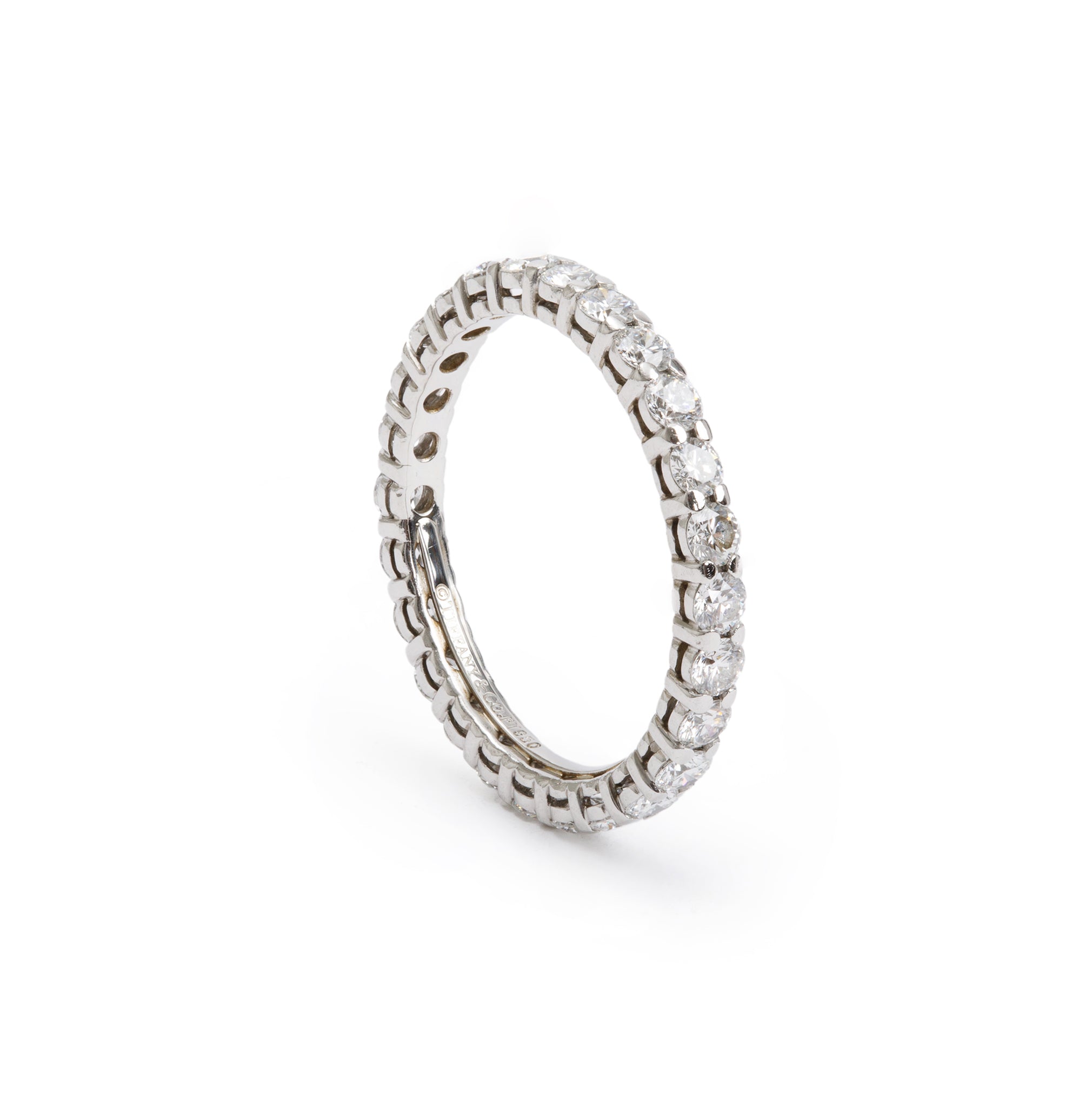 Tiffany & Co. Platinum Diamond Eternity Band Ring, Size 4.5 w/ Tiffany Valuation