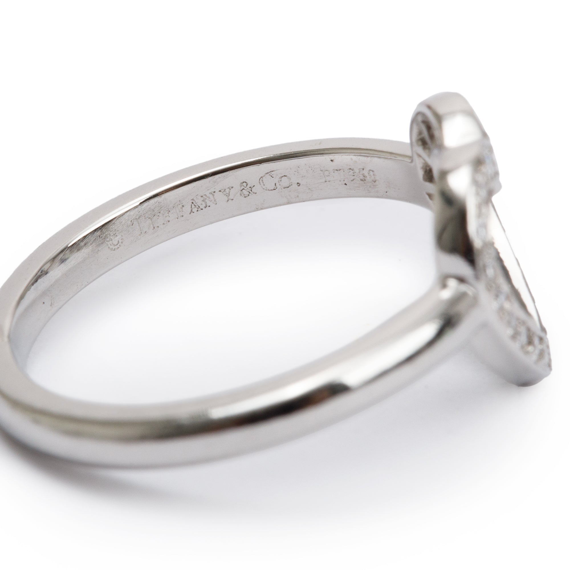Tiffany & Co. Platinum Diamond Metro Heart Ring, Size 5