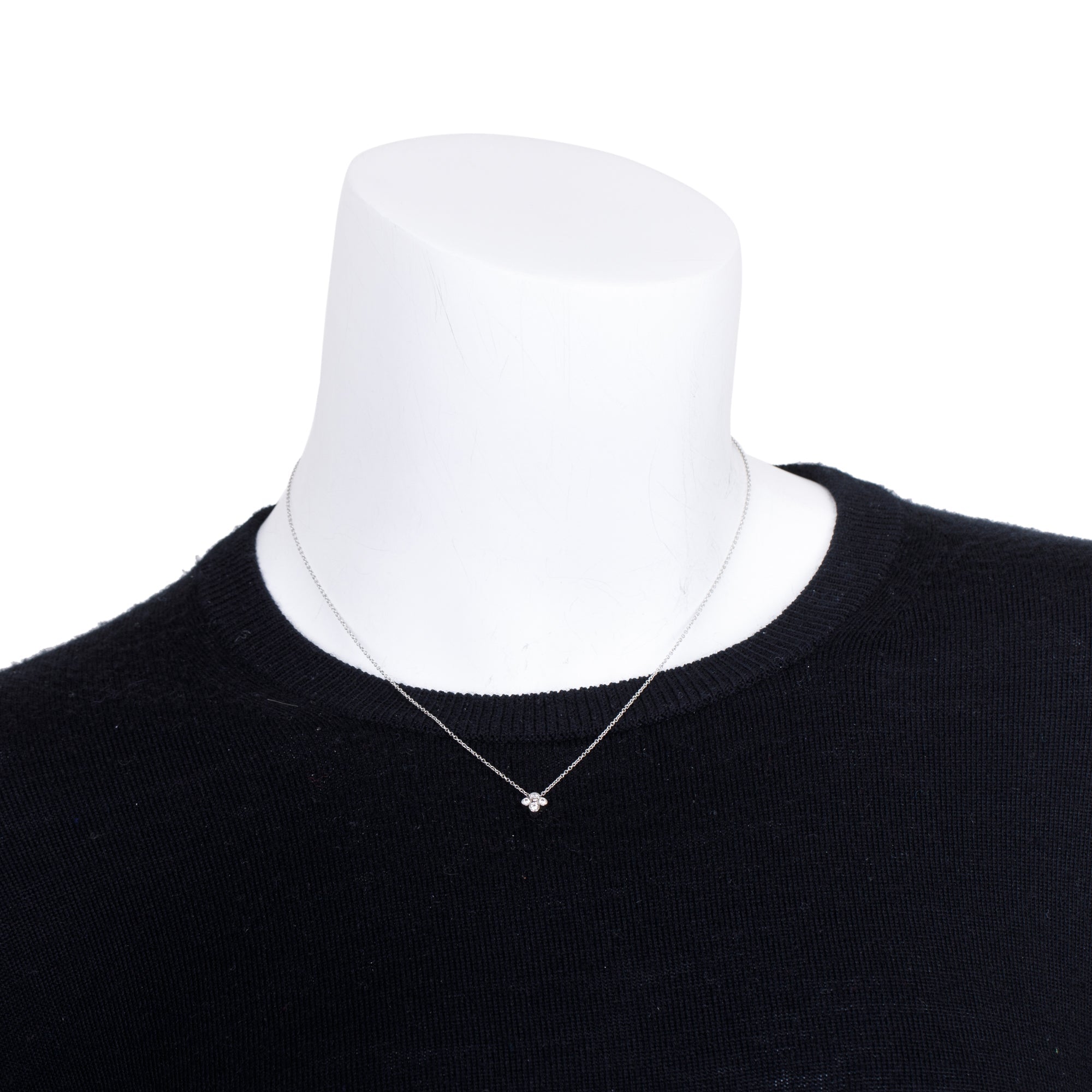 Tiffany & Co. Platinum Diamond Mini Flower Pendant Necklace