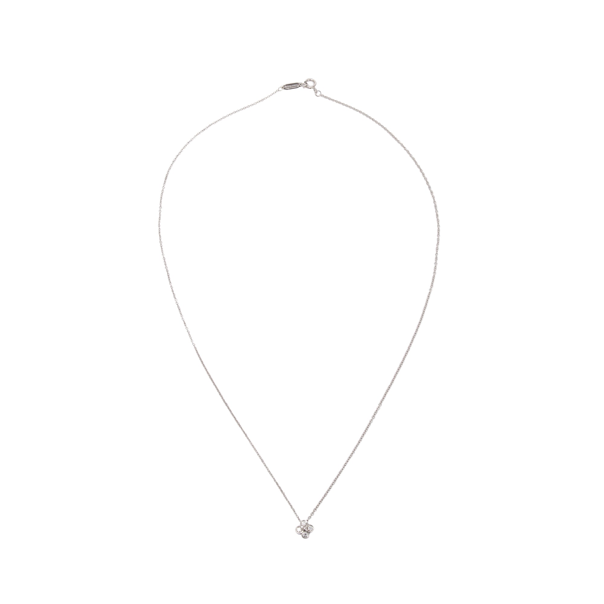 Tiffany & Co. Platinum Diamond Mini Flower Pendant Necklace
