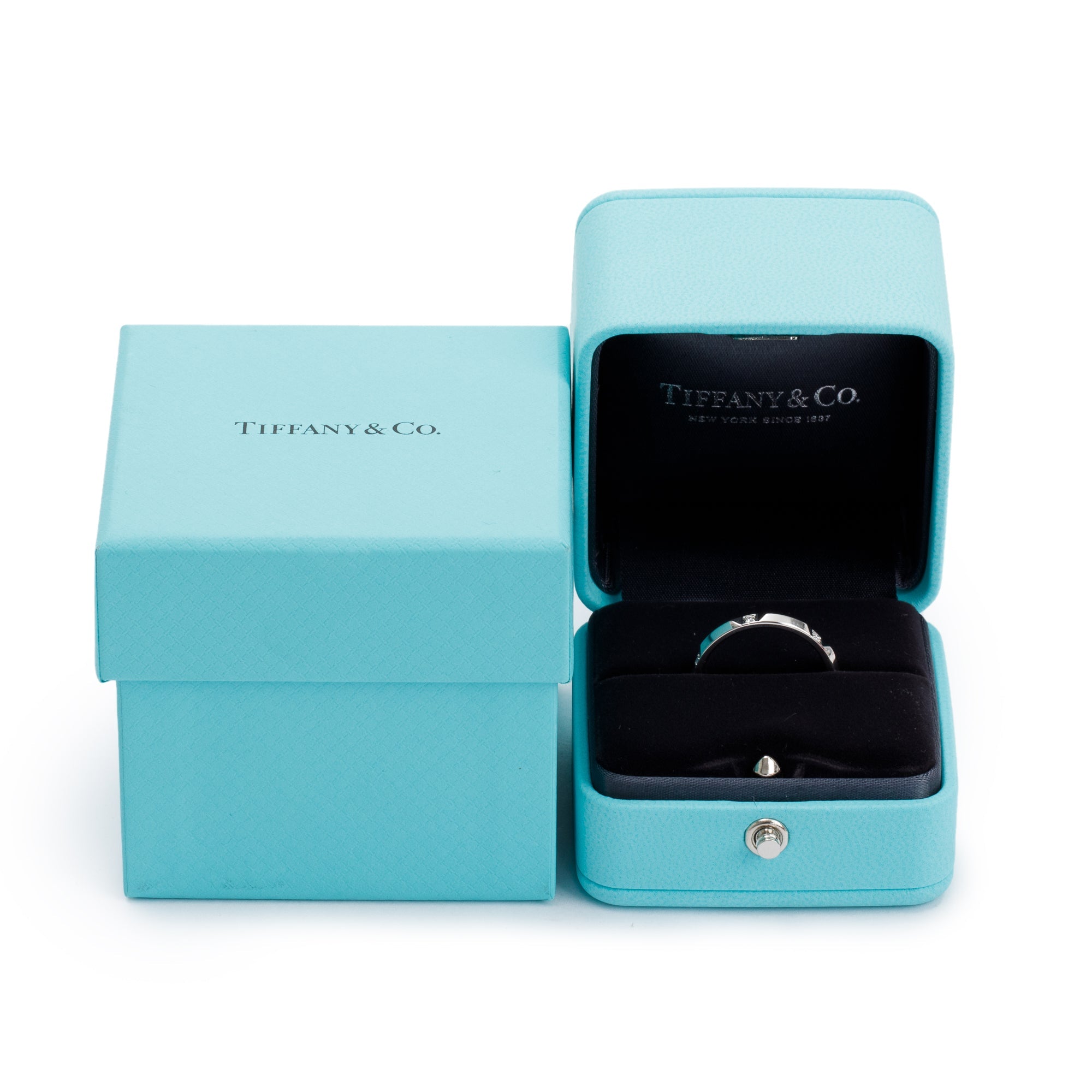 Tiffany & Co. Platinum Diamond True 2.5MM Band Ring, Size 9.25 w/ Box