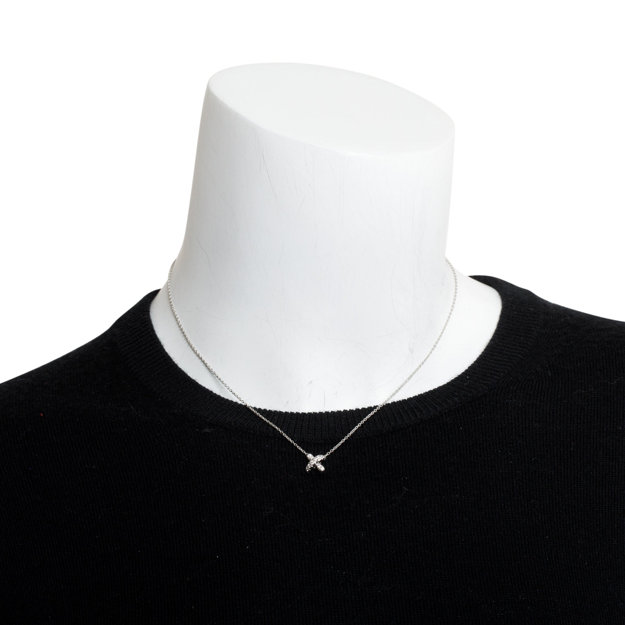 Tiffany & Co. Platinum Diamond X Pendant Necklace w/ Box