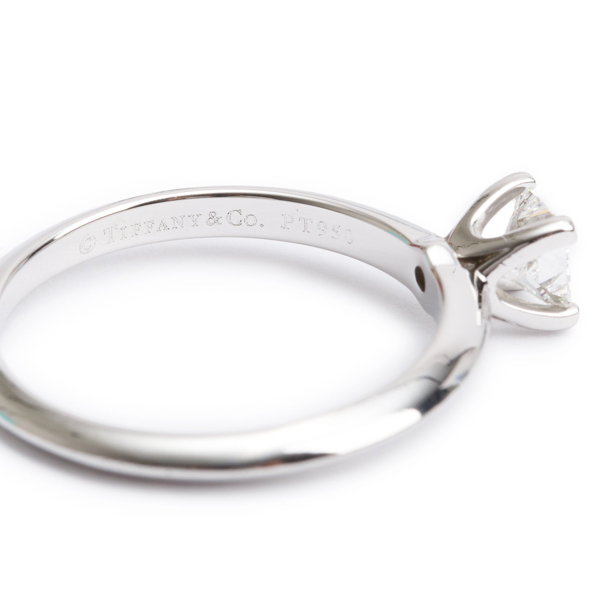 Tiffany & Co. Platinum Princess Cut 0.32 ct. Diamond Solitaire Engagement Ring, Size 6 w/ Box & Papers