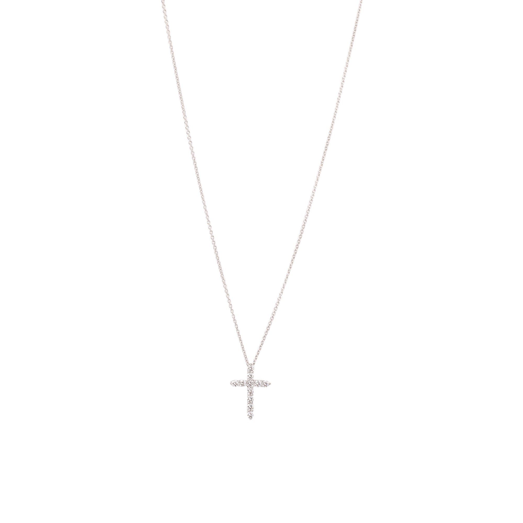 Tiffany & Co. Platinum Small Diamond Cross Pendant Necklace